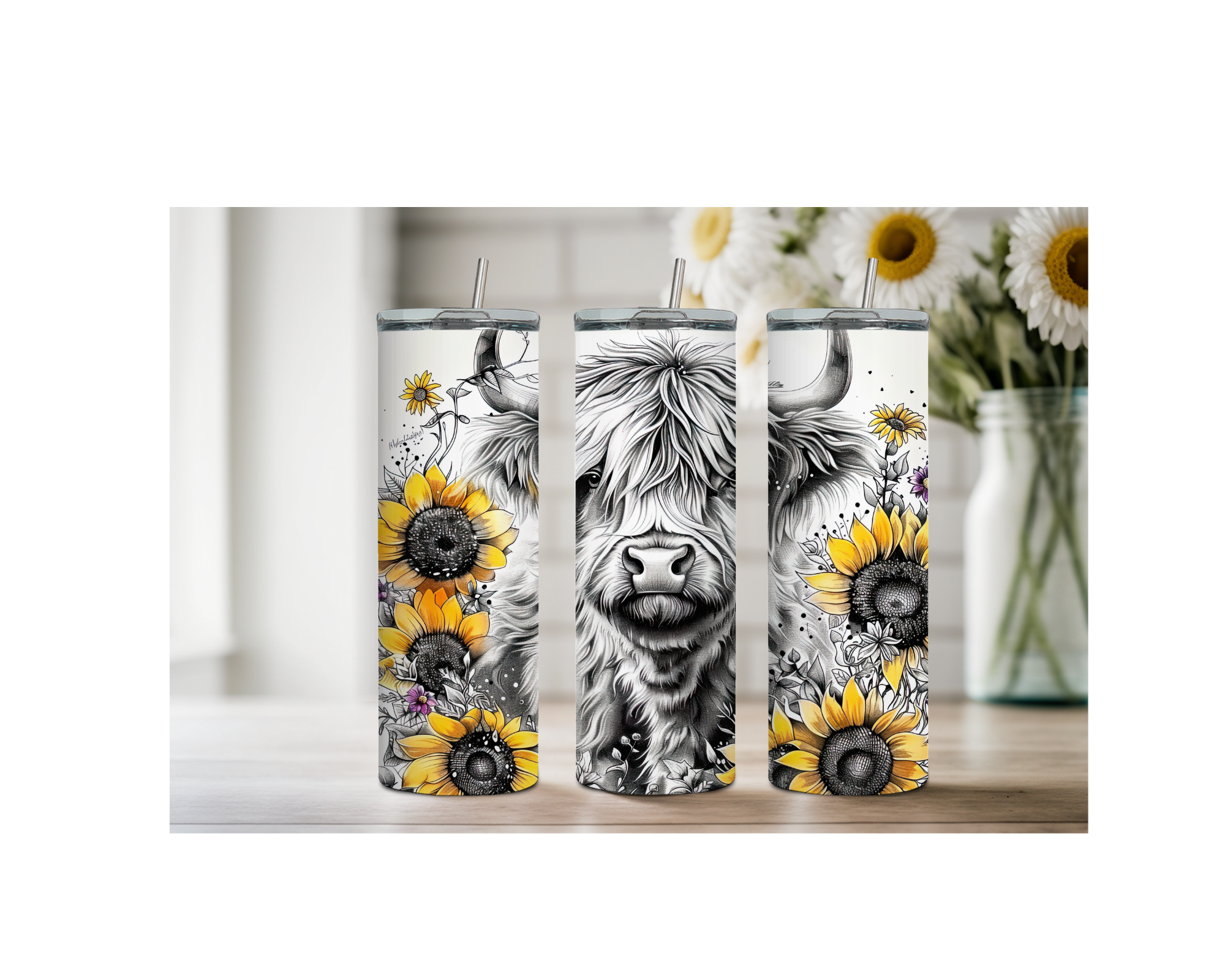 20 oz Highland Cutie Country Stainless Steel Tumbler. Multiple Images Available.