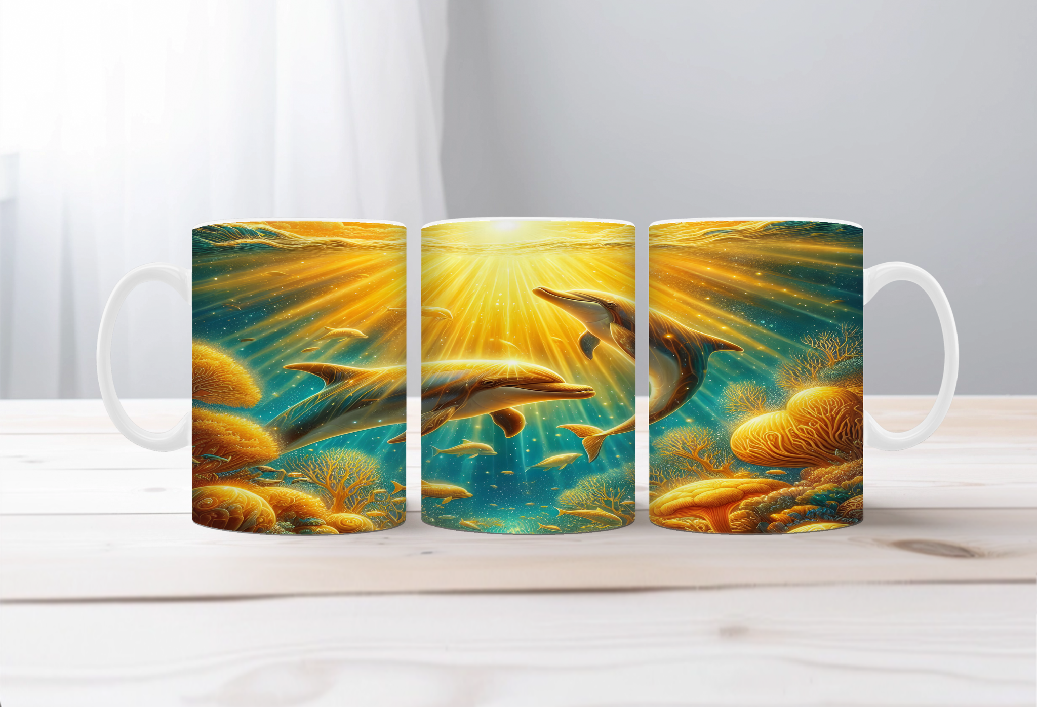 Flippin’ Cute Morning Mug, Dolphin coffee Mugs. Two sizes to choose from.