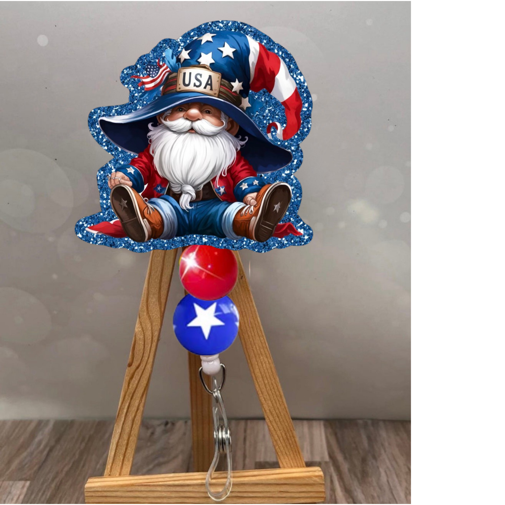 Patriotic Gnome Badge Pull