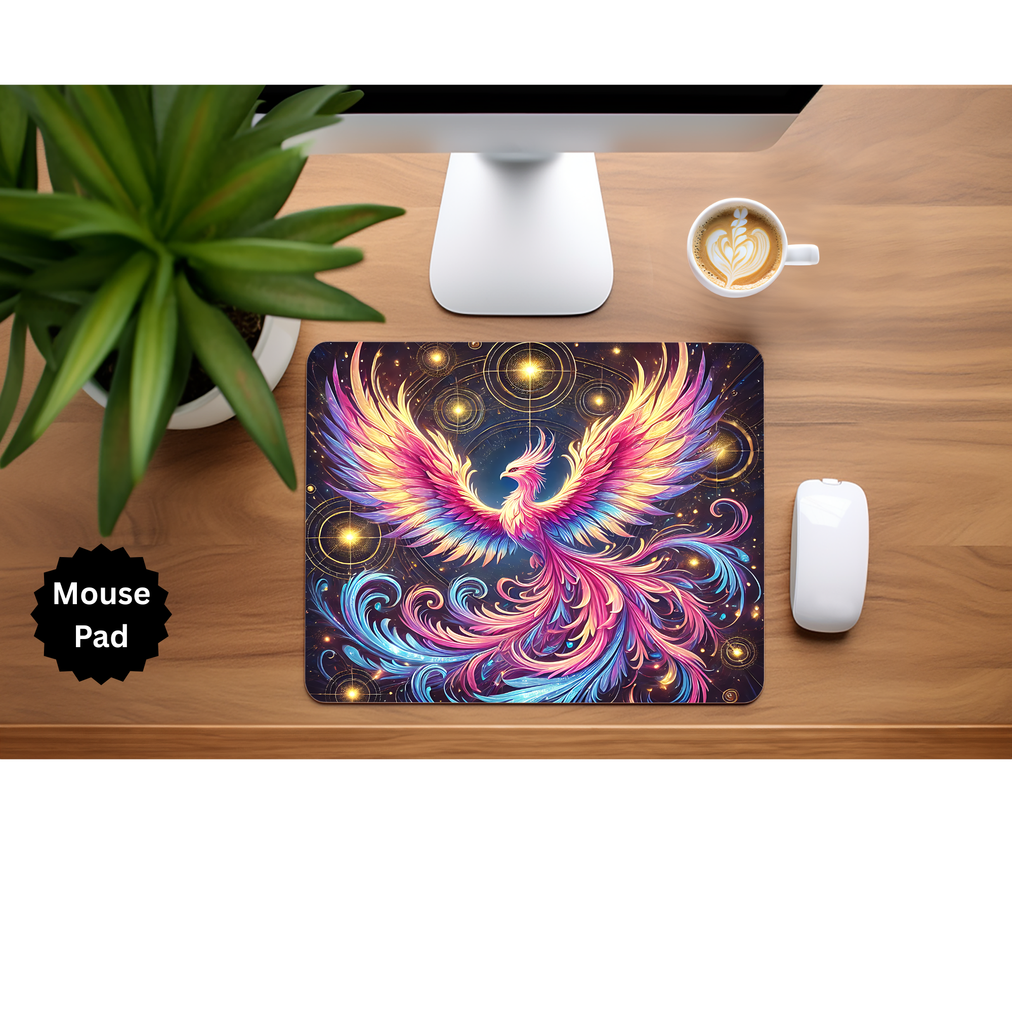 Phoenix Mouse Pad - Mythical Fire Bird Desk Accessory