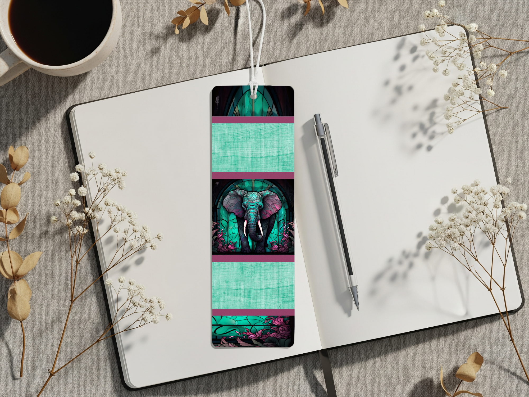 Aluminum Metal Bookmarks, Elephant Images