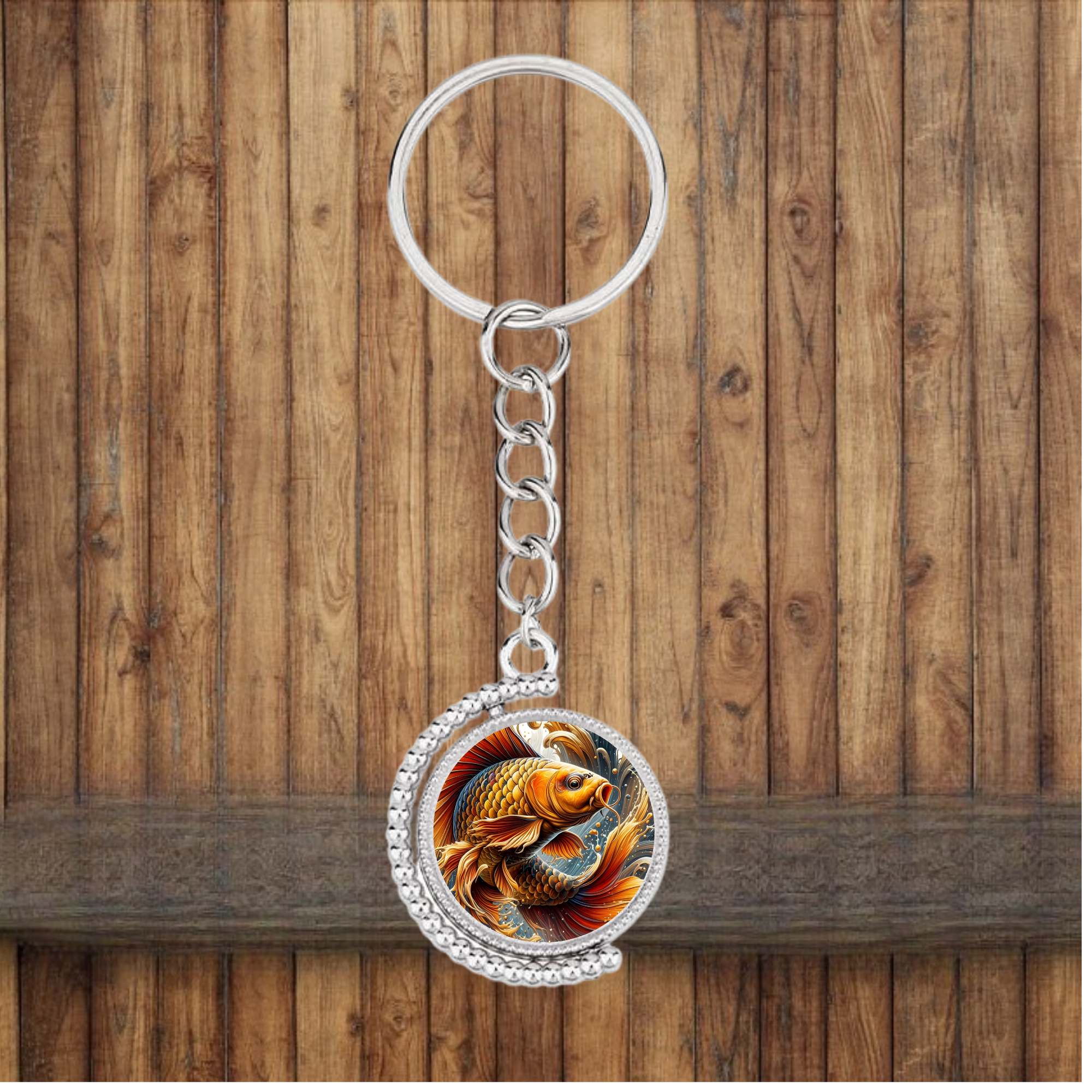 Bezel Koi Fish Keychain