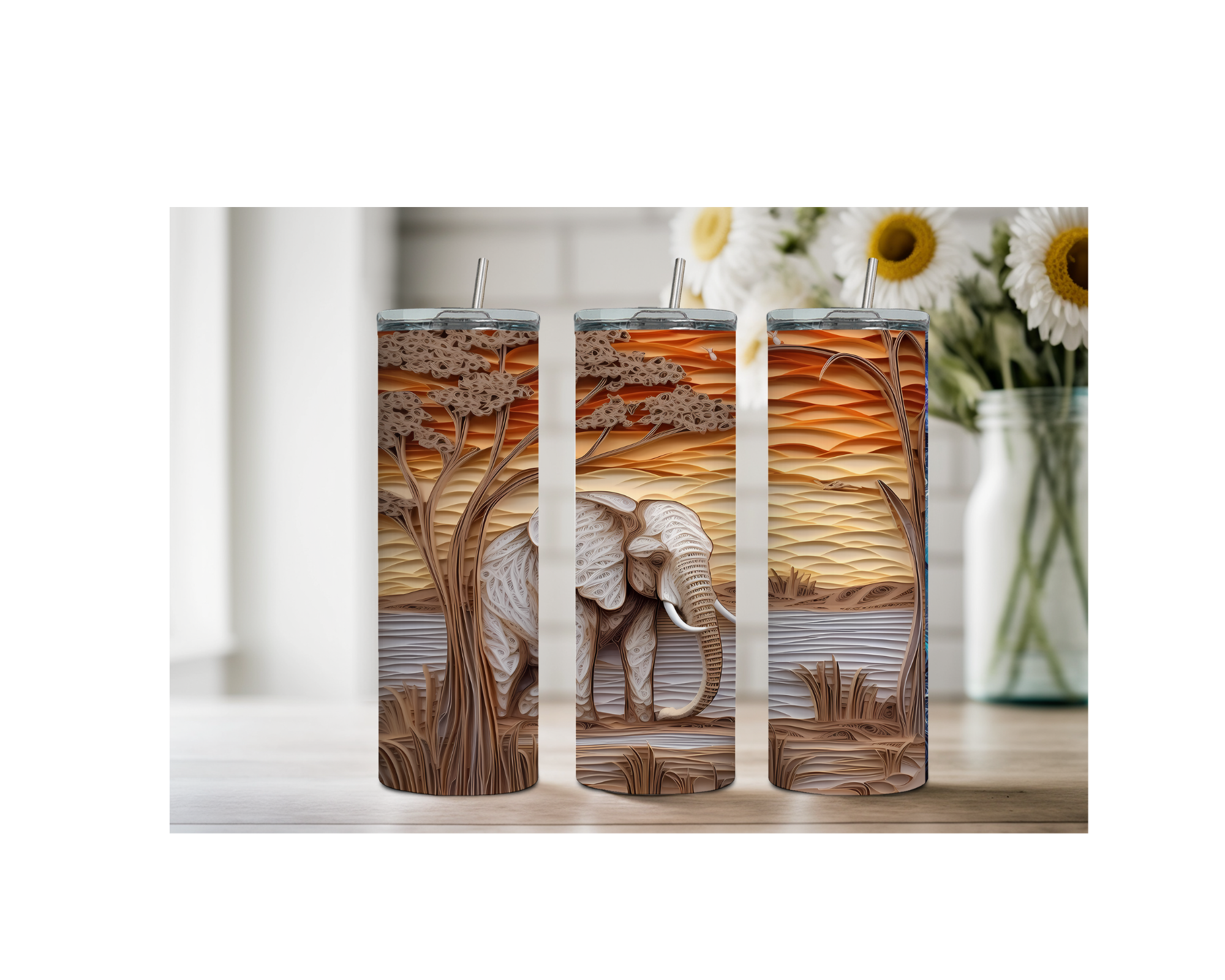 20 ounce Wise & Wonderful Elephant Stainless Tumbler. Multiple Sizes and Images Available.
