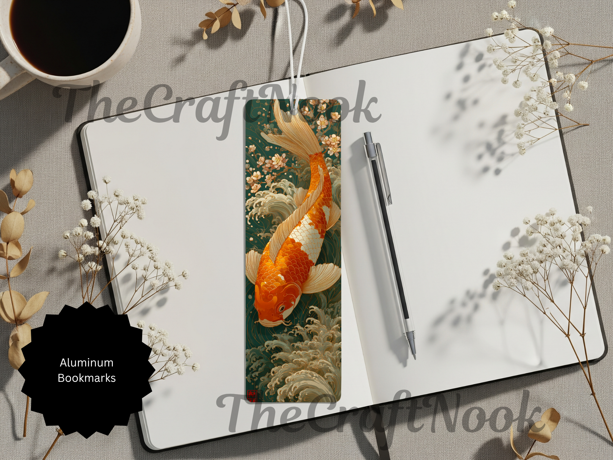 Koi Fish Bookmarks – Handcrafted Metal Bookmarks with Beads & Glitter