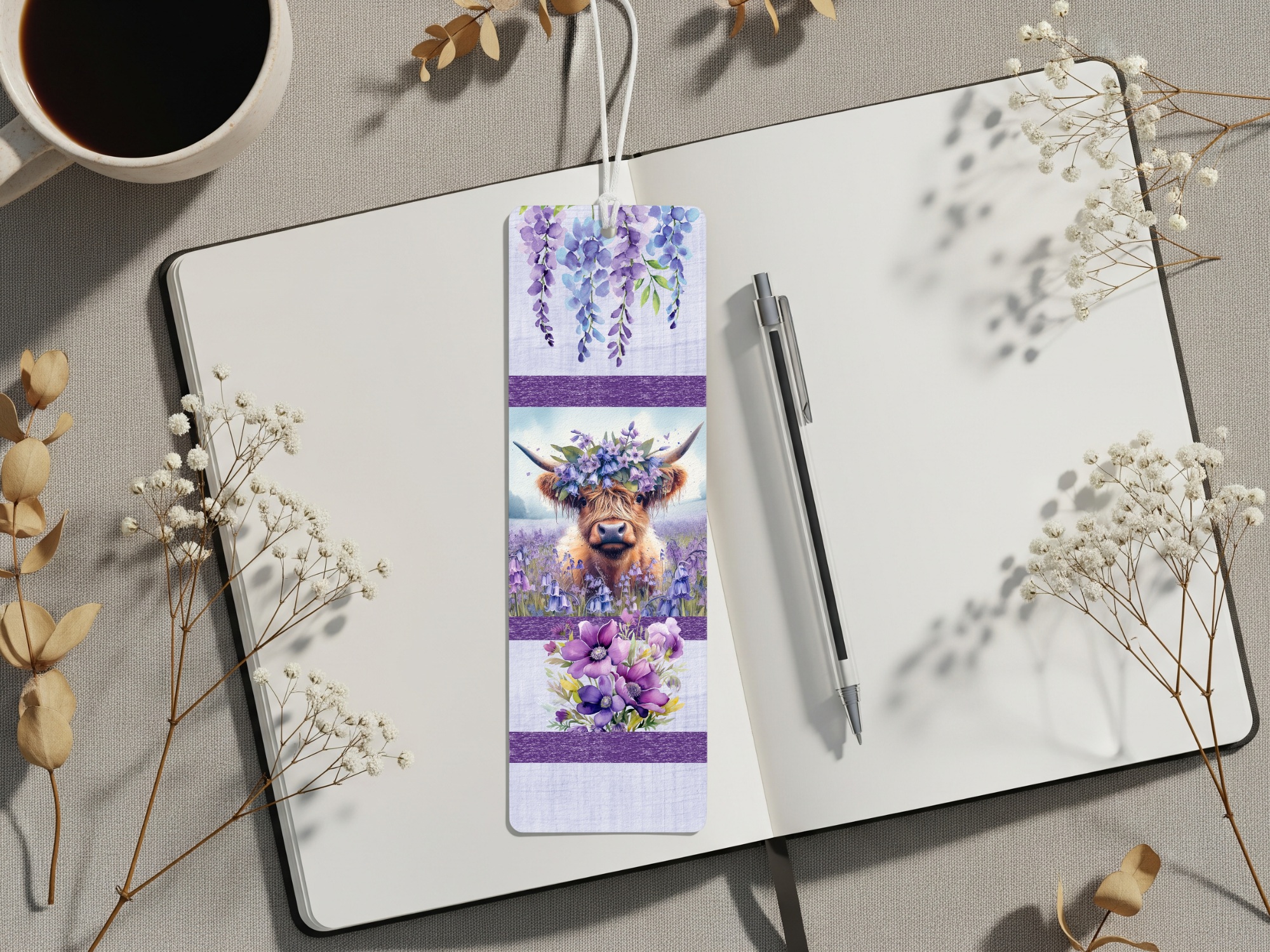 Aluminum Metal Bookmarks, Highland Cow Images For readers who prefer their page‑holders with bangs and horns