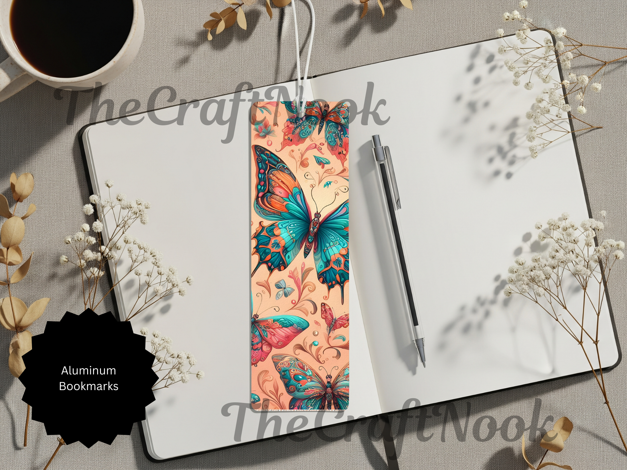 Butterfly Bookmarks - Handcrafted Aluminum Metal with Beads & Glitter