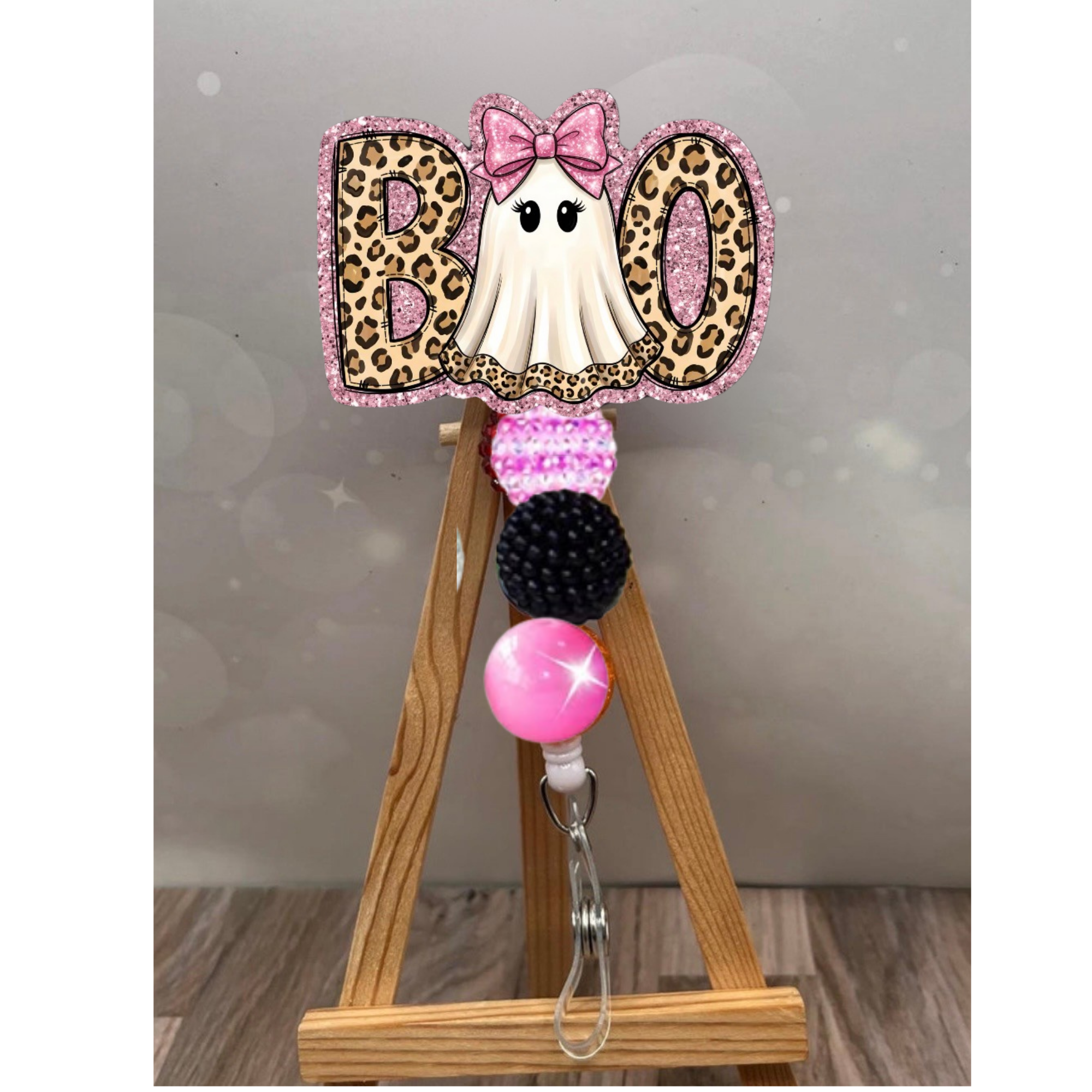 Cute Boo Badge Pull – Glitter Lanyard Accessory