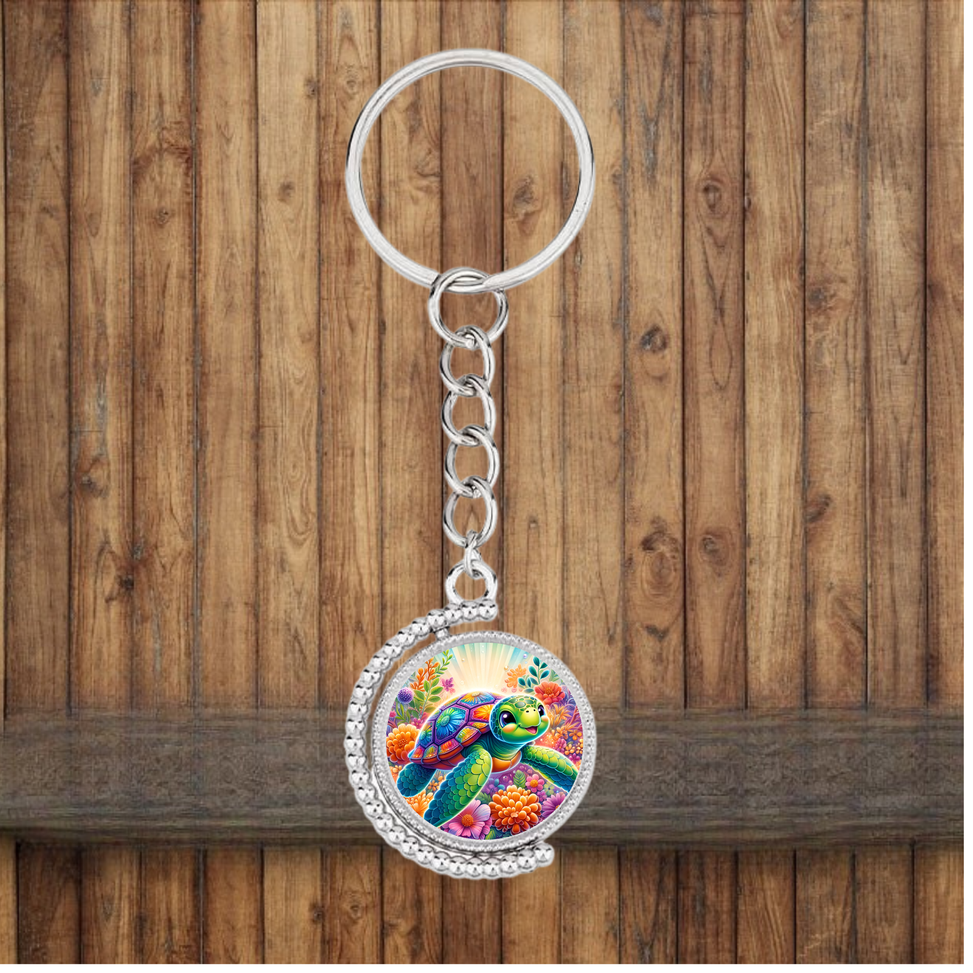 Sea Turtle Bezel Keychain — Choose Your Design