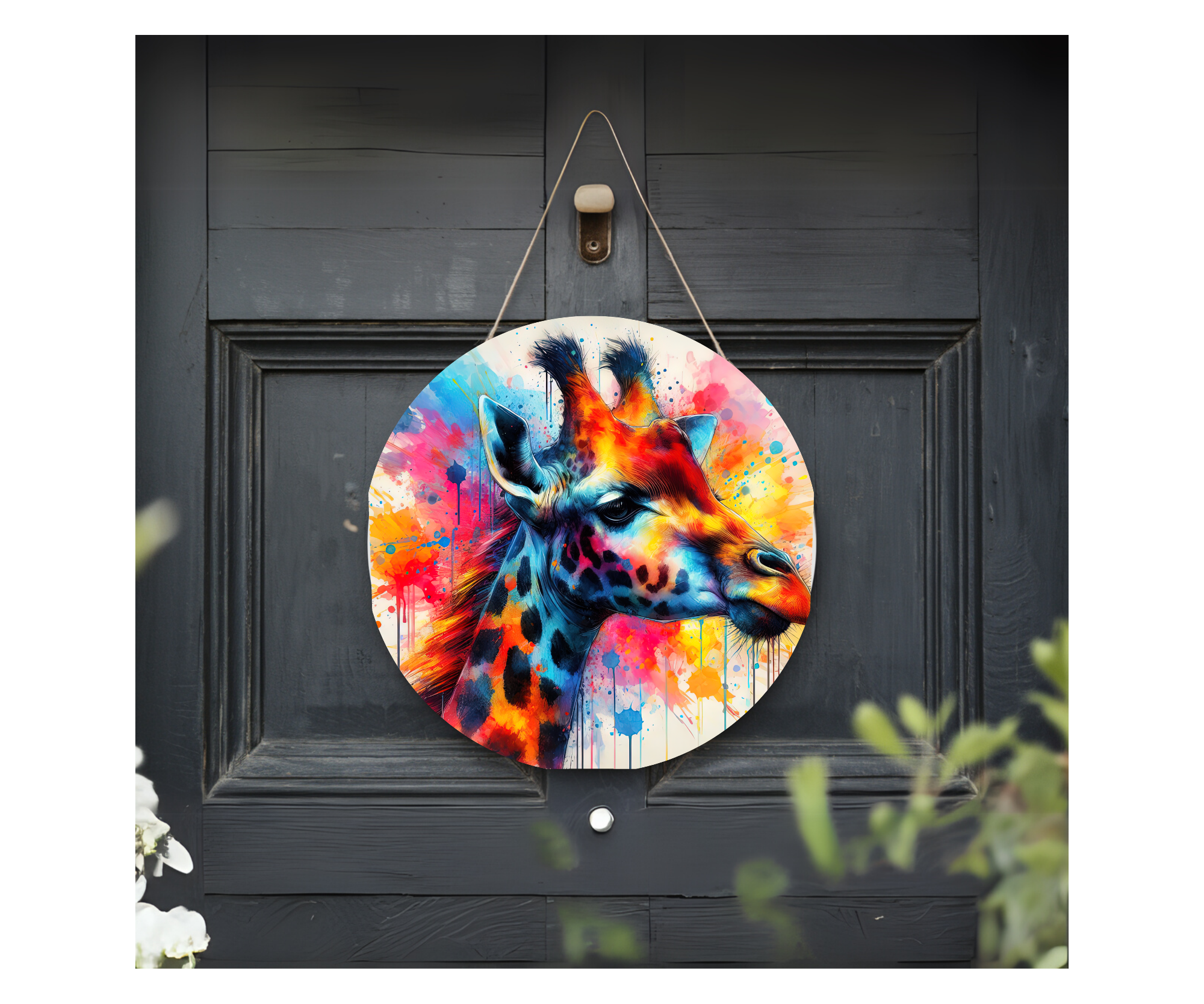 Good Vibes, Tall Smiles Giraffe Welcome Sign