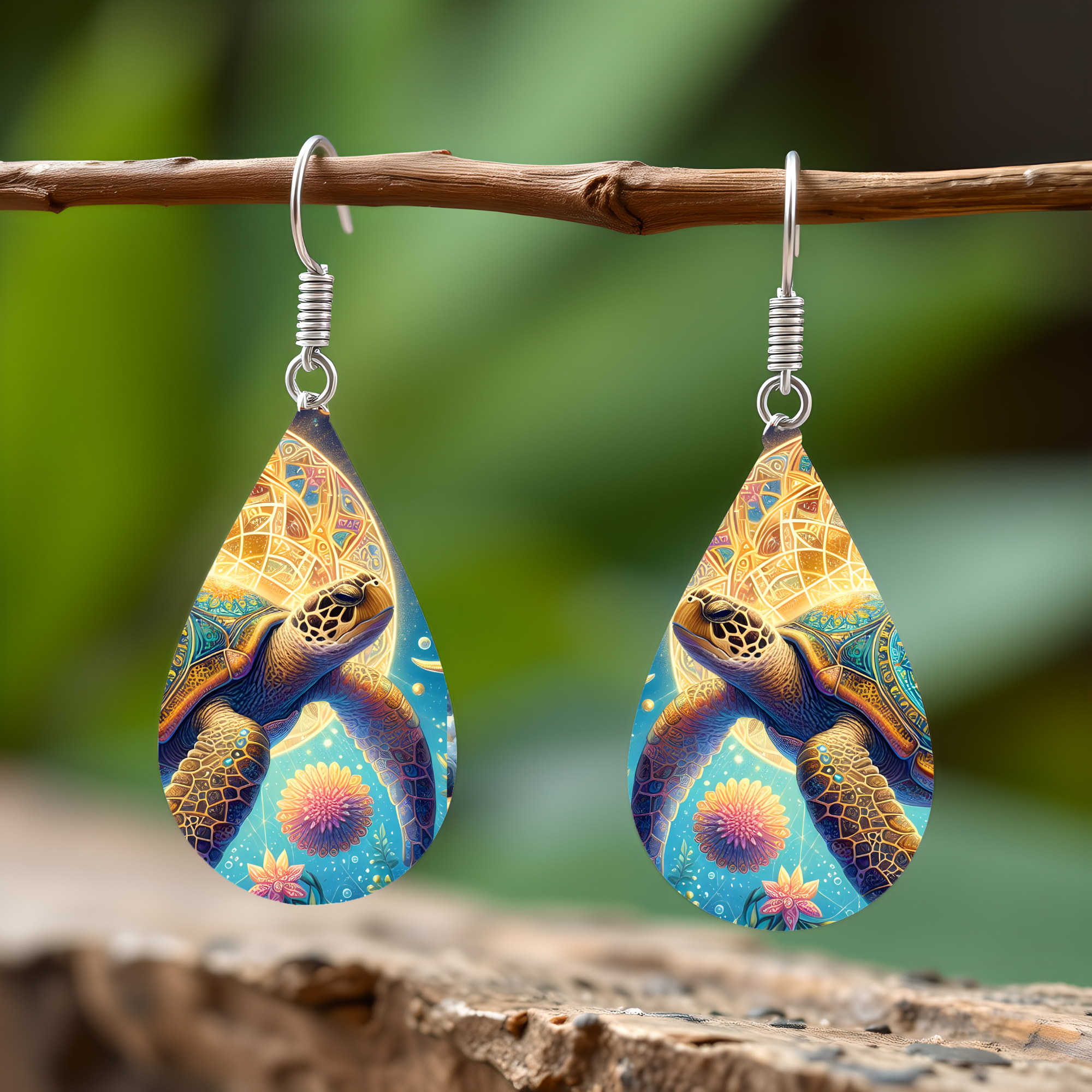 Sea Turtle Teardrop Earrings — Choose Your Design