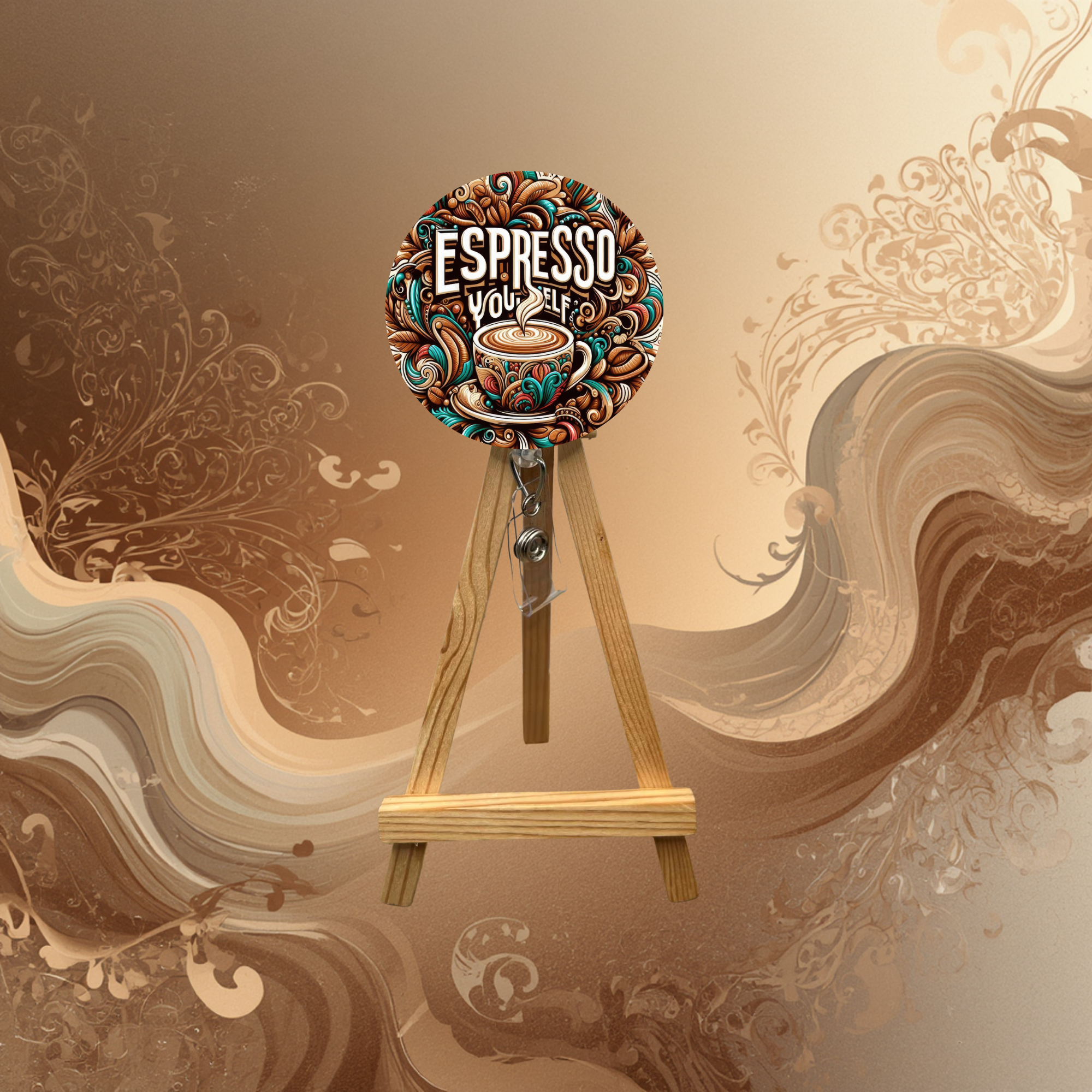 Rise & Grind Badge Pull. Multiple Images available. Add beads or shimmer glitter options.