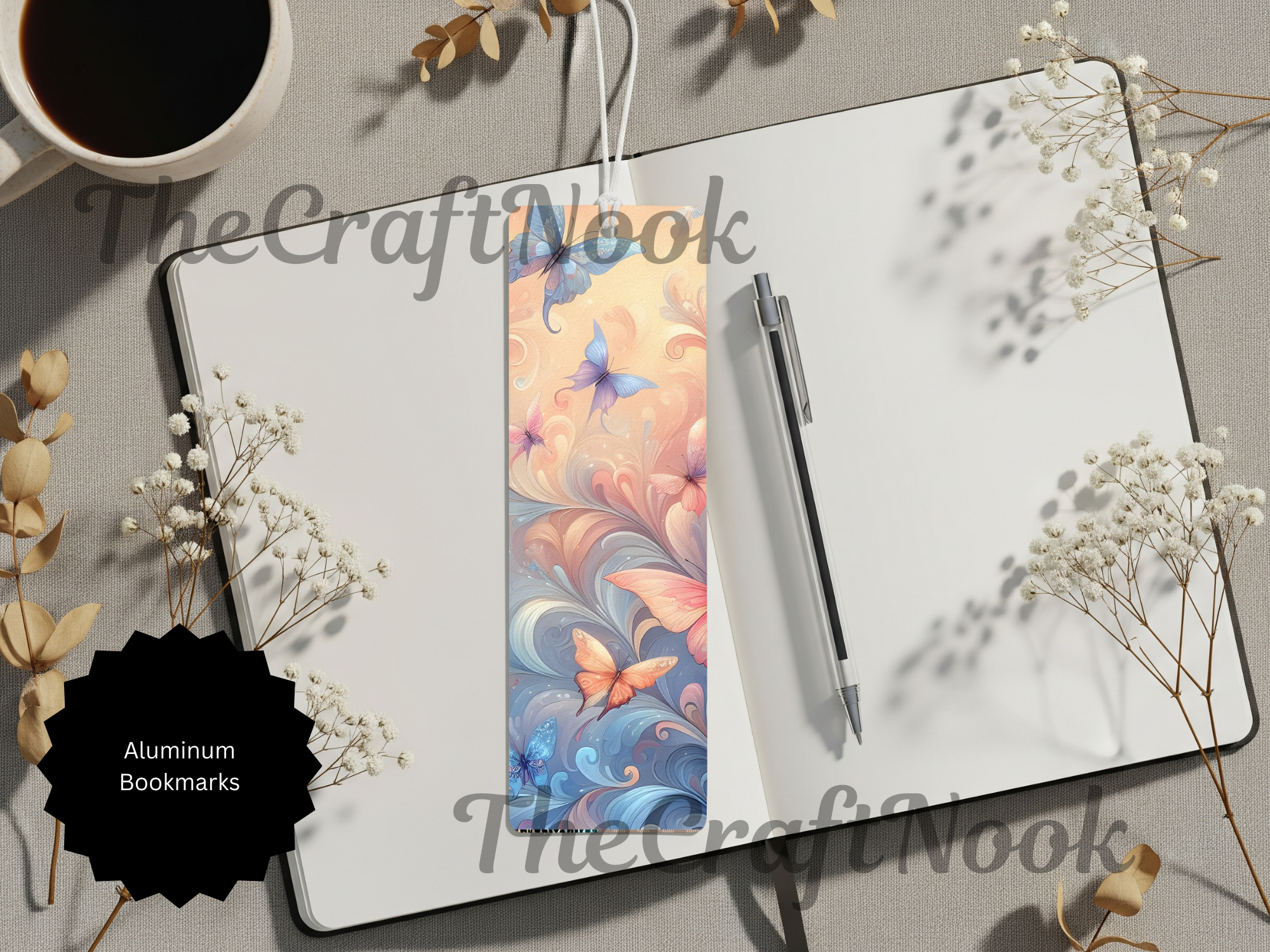 Butterfly Bookmarks - Handcrafted Aluminum Metal with Beads & Glitter