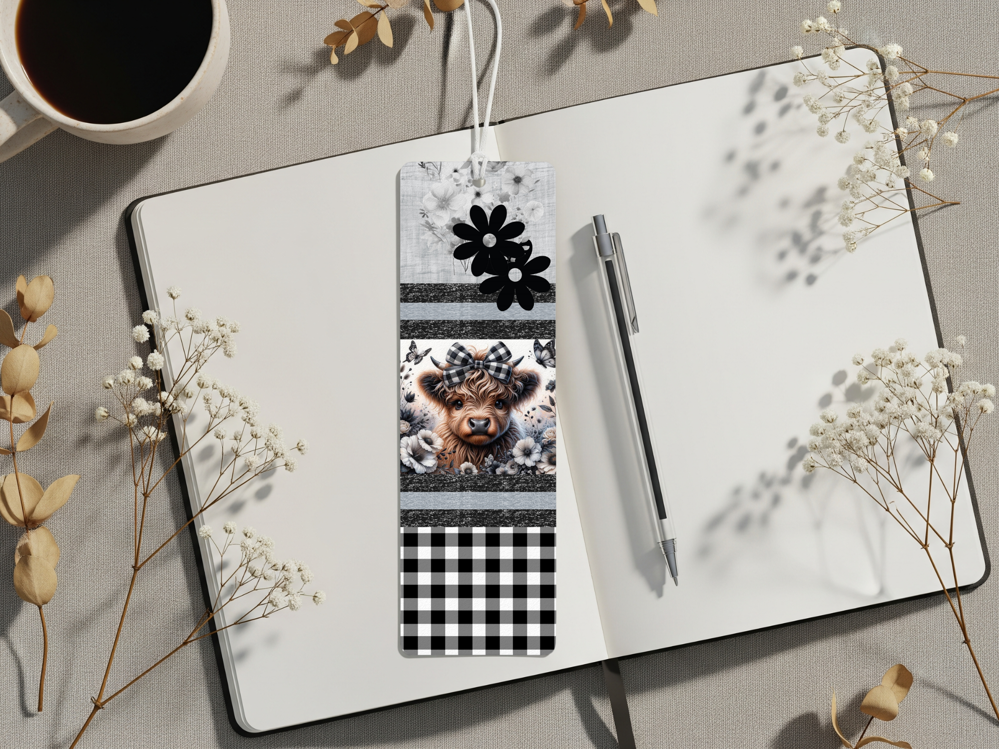 Aluminum Metal Bookmarks, Highland Cow Images For readers who prefer their page‑holders with bangs and horns
