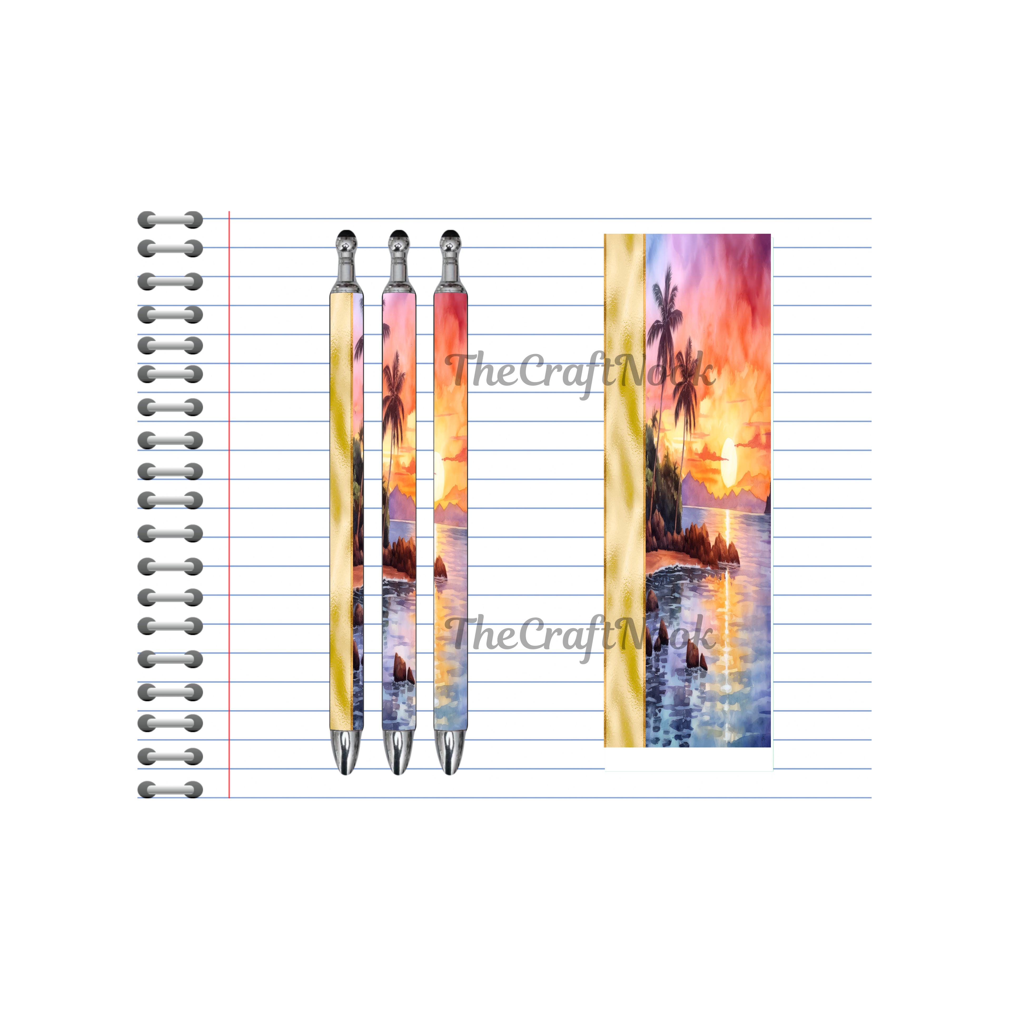 Refillable Pens, Beach Images multiple options and Images available. Beach vibes in every stroke.