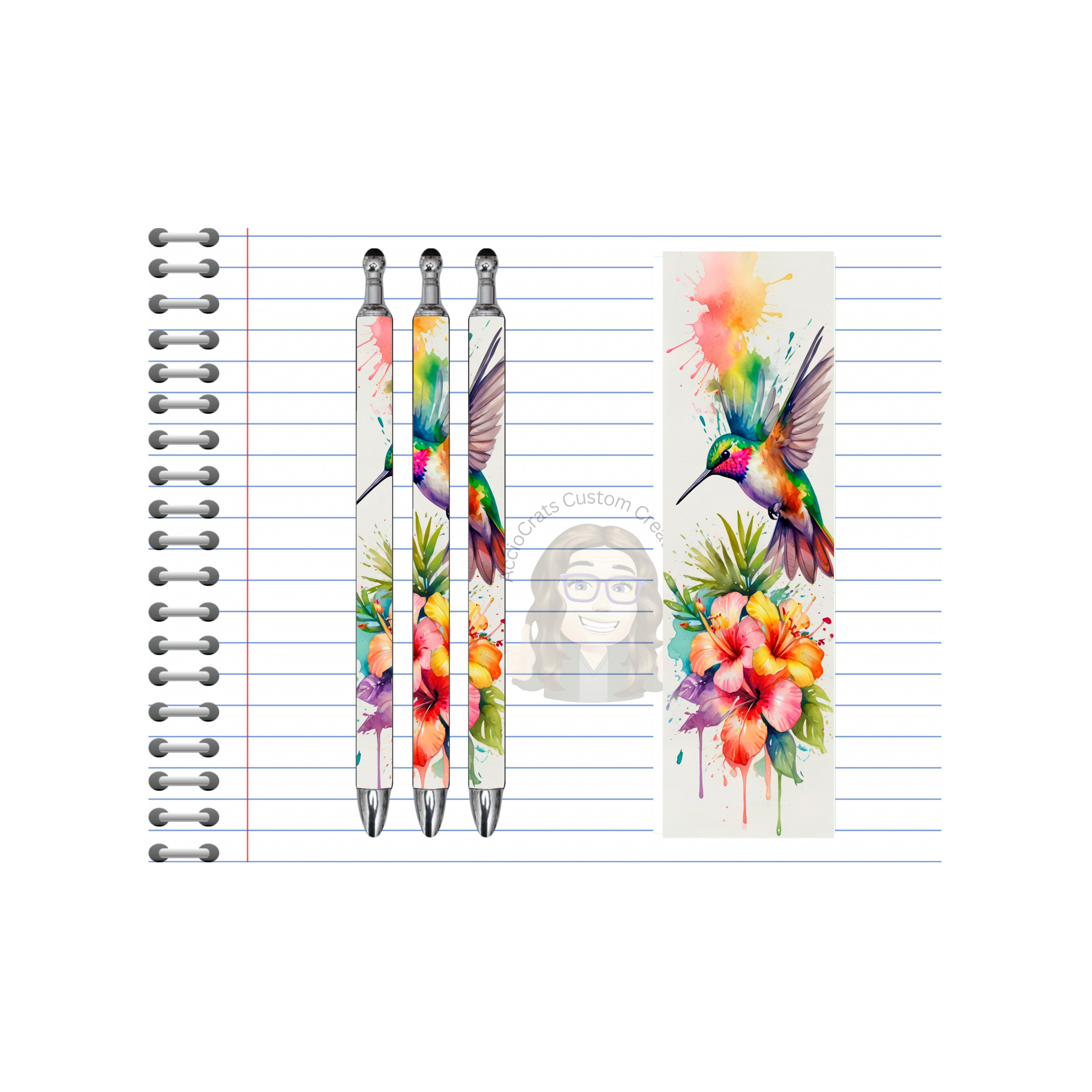 Refillable Pens, Hummingbird Images. Let your writing bloom. 🌸✨multiple options and Images available
