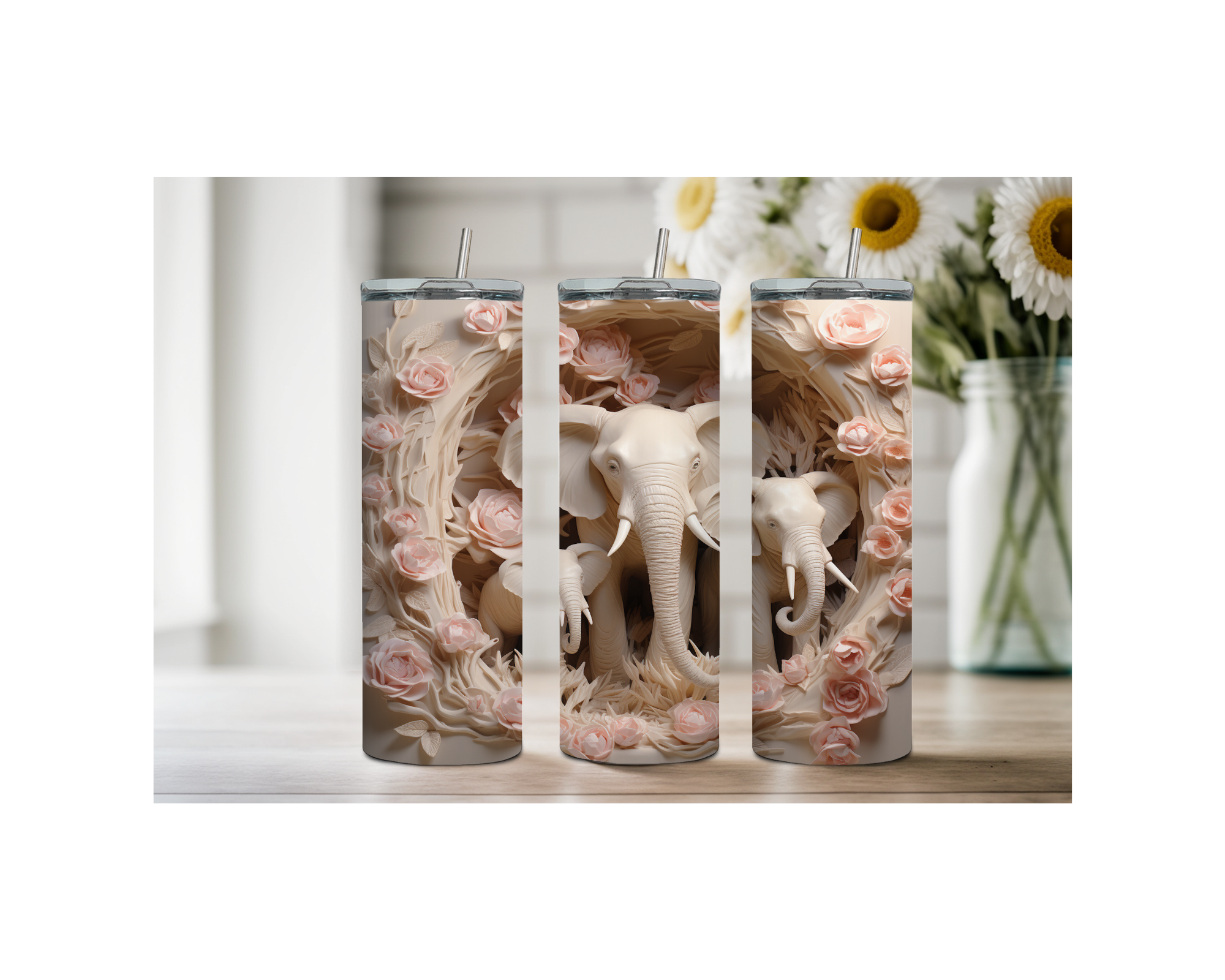 20 ounce Wise & Wonderful Elephant Stainless Tumbler. Multiple Sizes and Images Available.