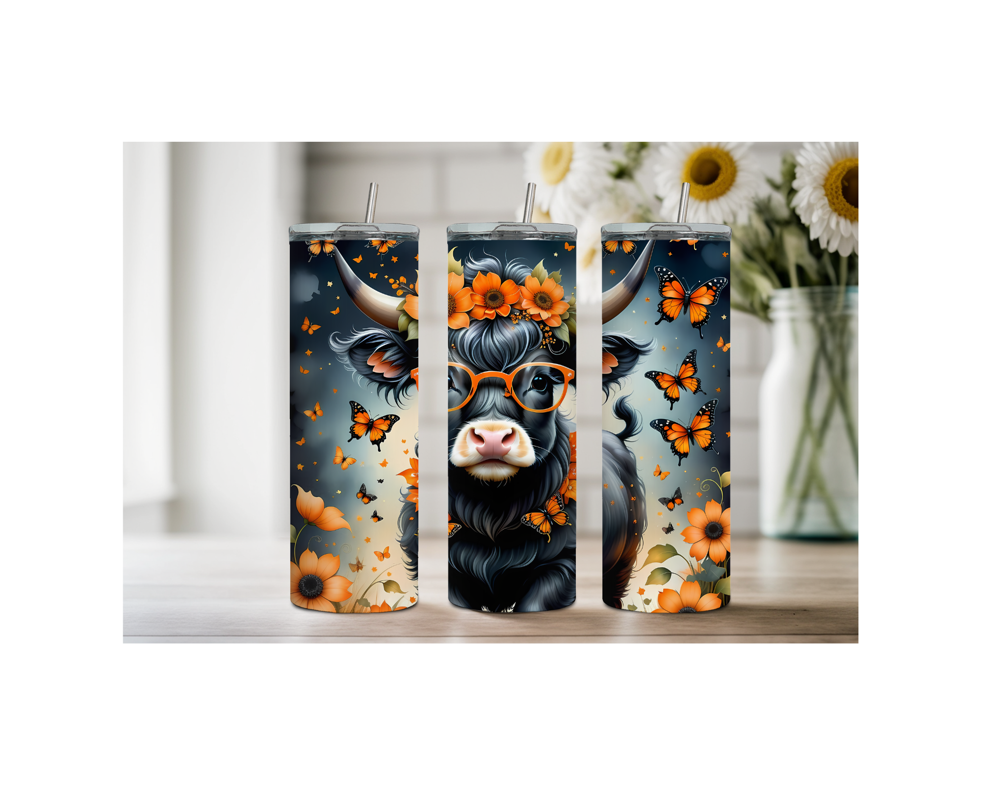 20 oz Highland Cutie Country Stainless Steel Tumbler. Multiple Images Available.