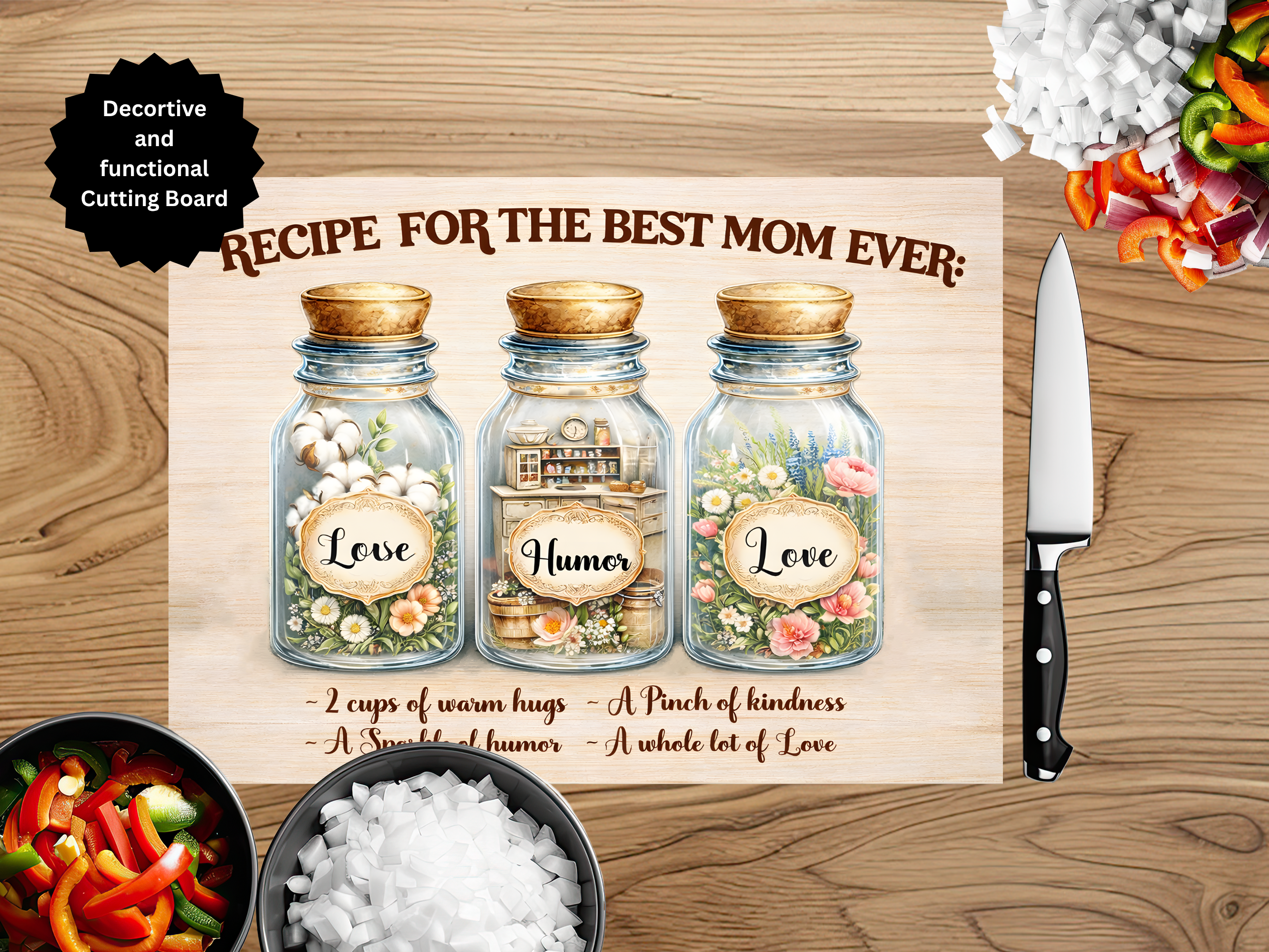Mother's Day Glass Cutting Board — Choose Your Design