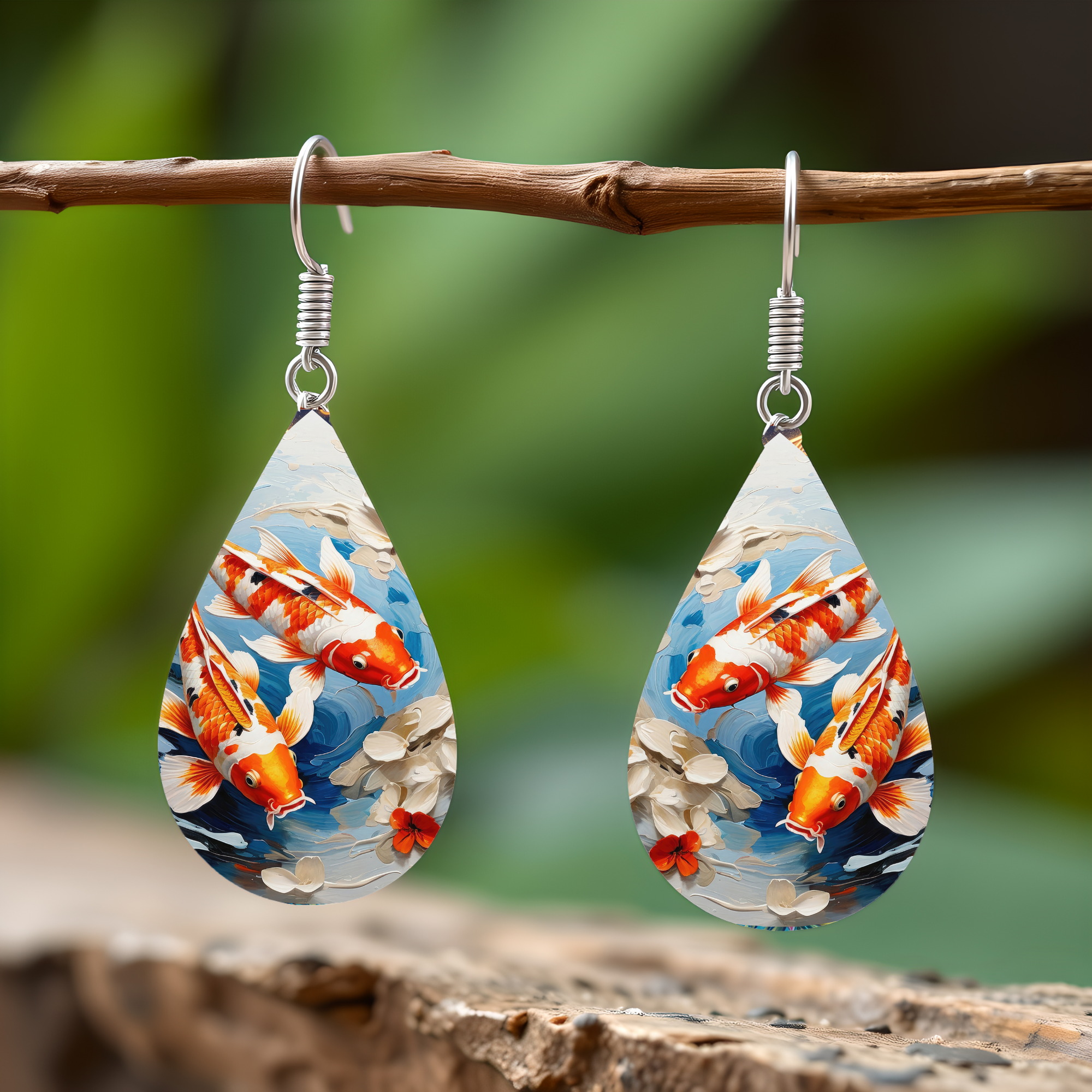Koi Fish Teardrop Earrings