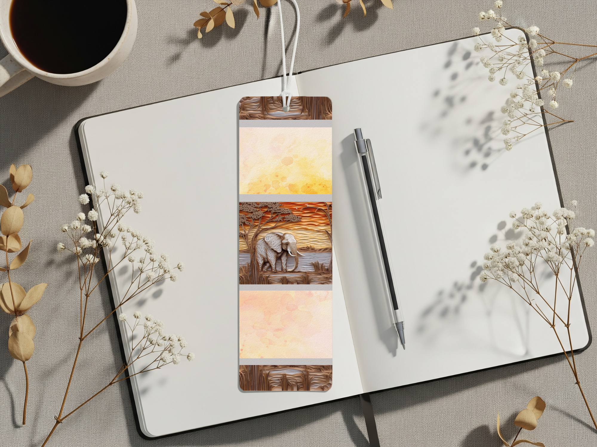 Aluminum Metal Bookmarks, Elephant Images