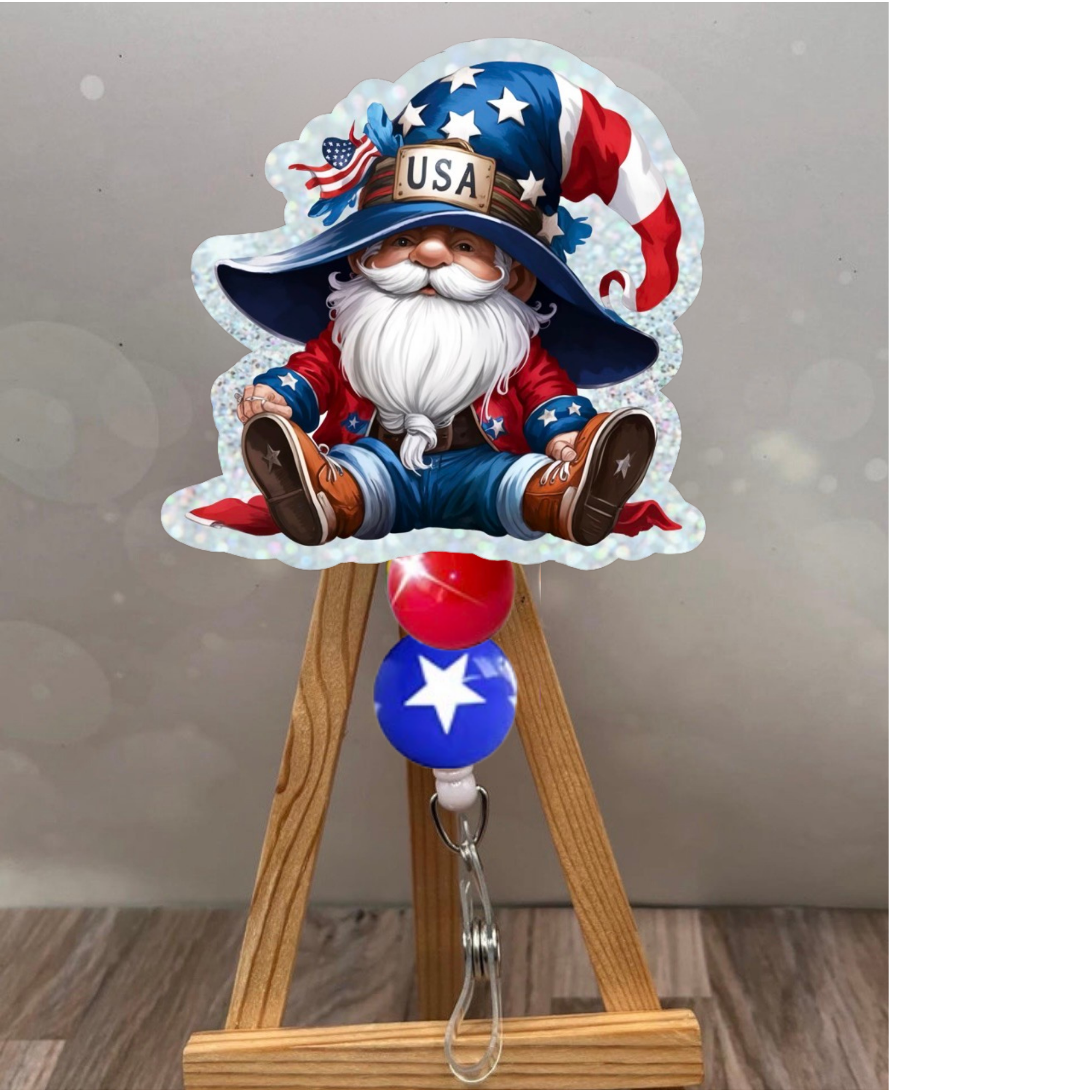 Patriotic Gnome Badge Pull