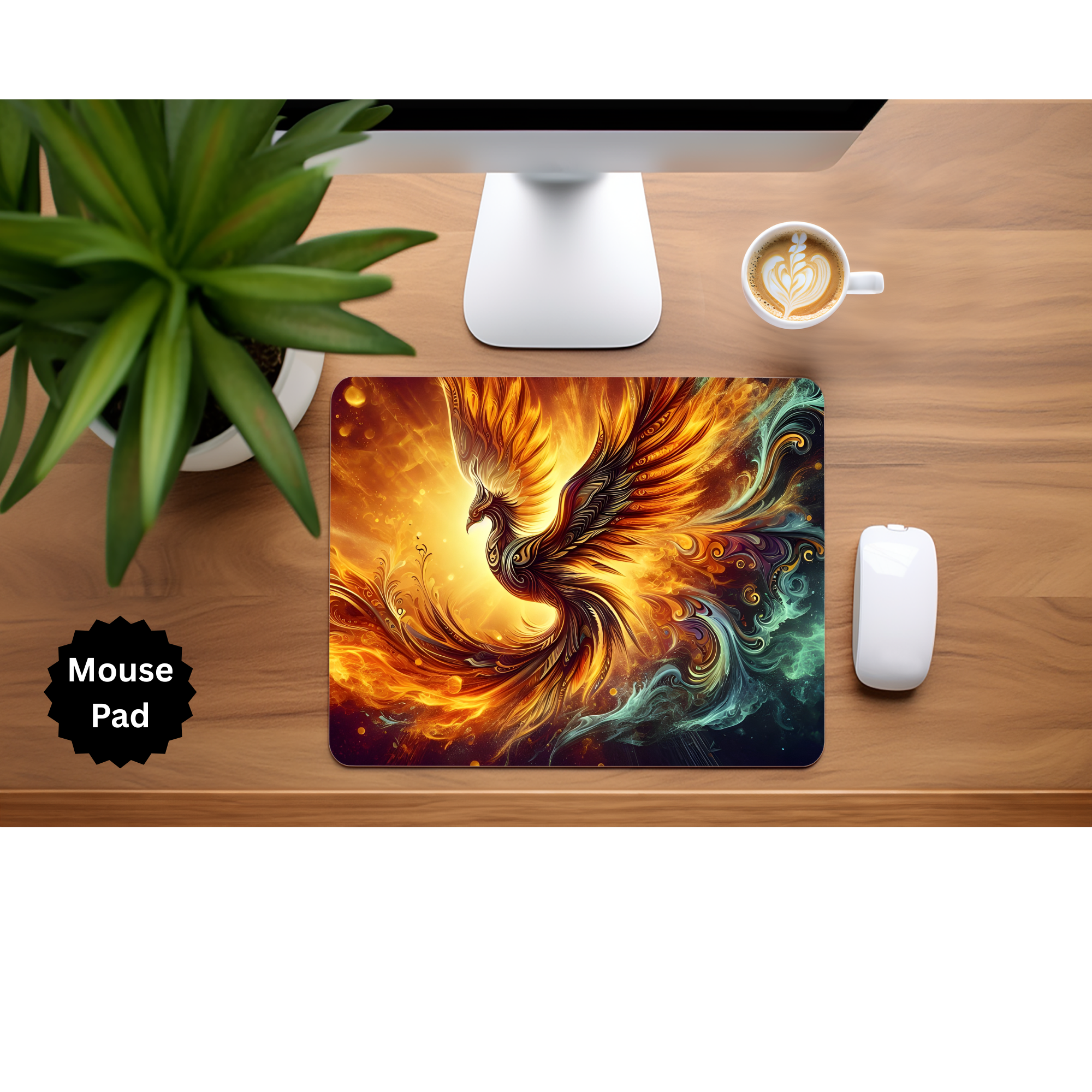 Phoenix Mouse Pad - Mythical Fire Bird Desk Accessory