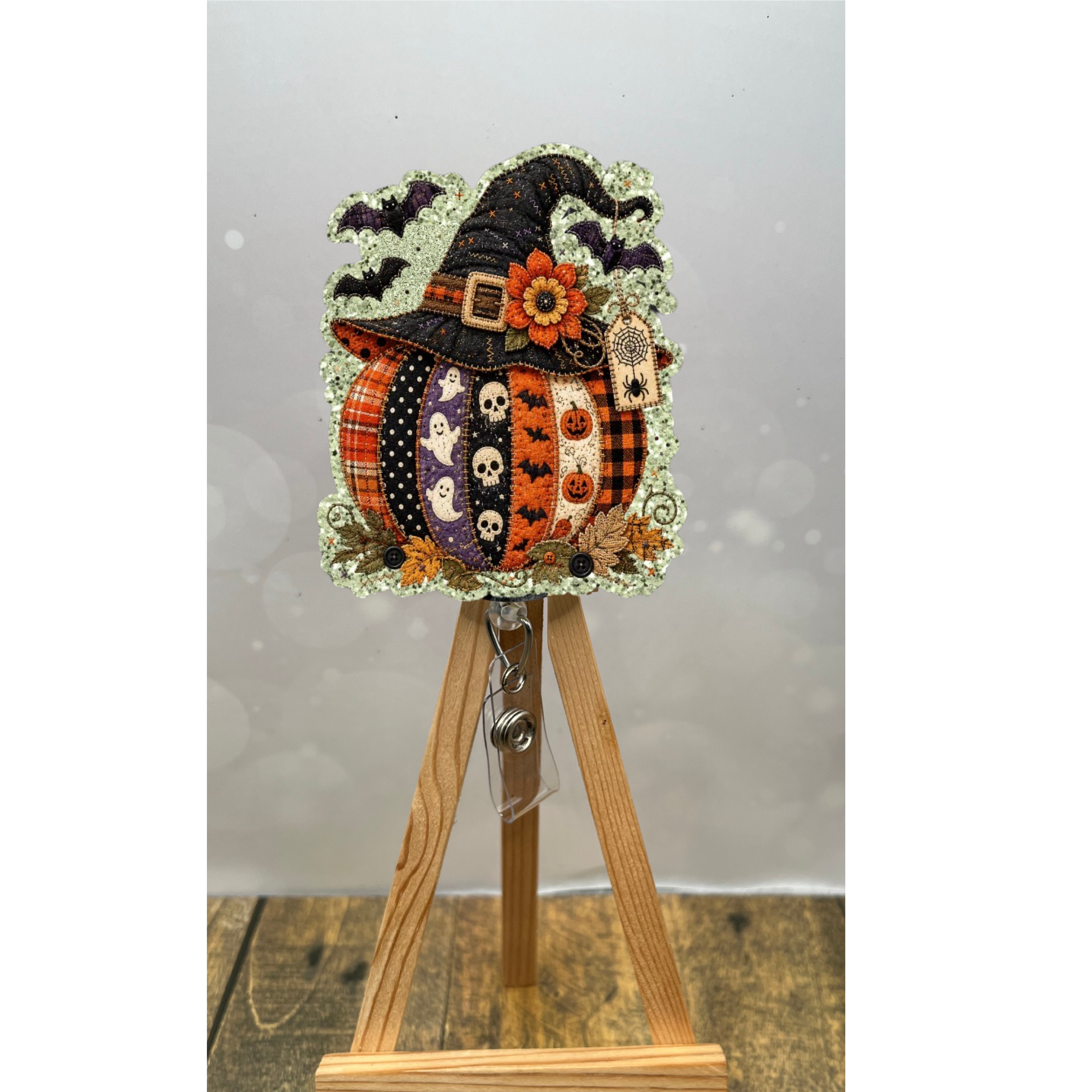 Patchwork Pumpkin Badge Pull