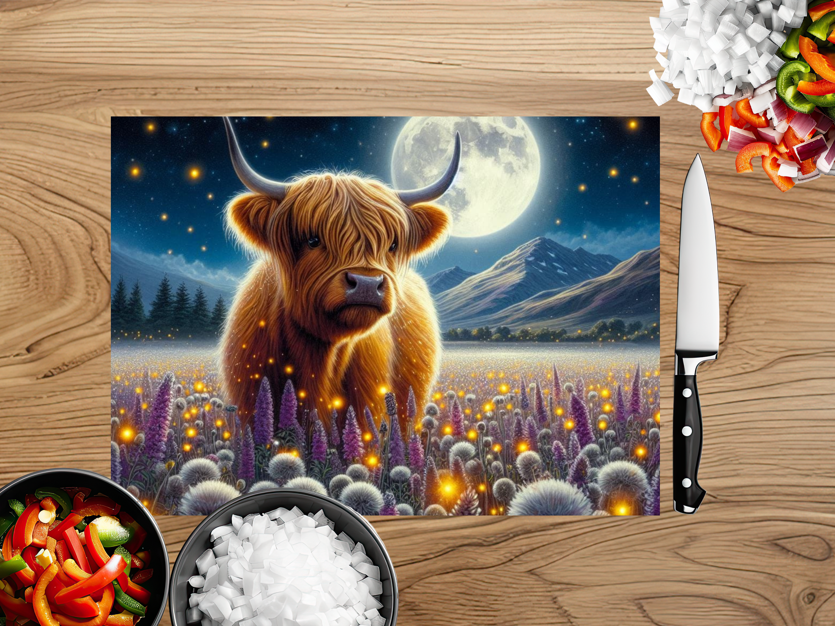 Highland Cow Farmhouse Cutting Board