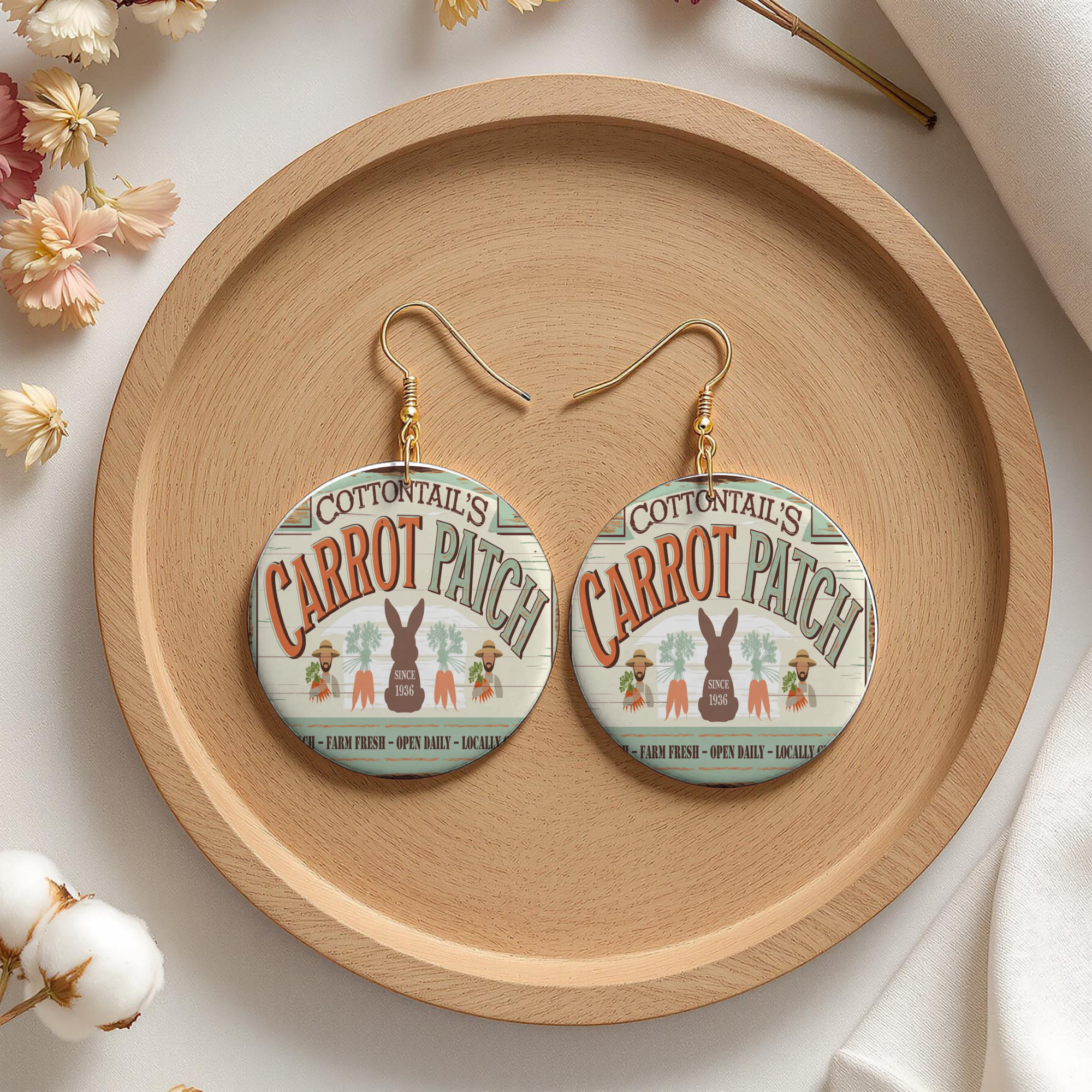Cottontail’s Carrot Patch Easter Earrings