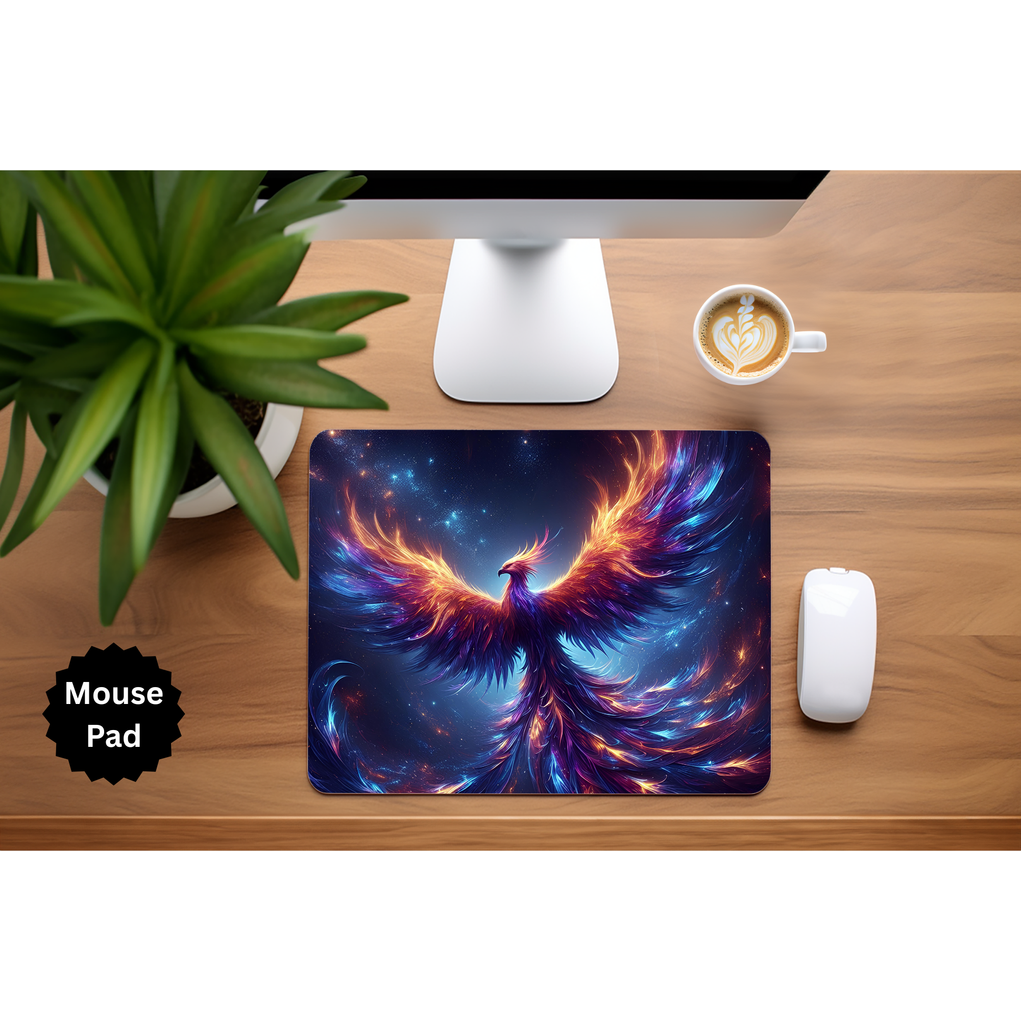 Phoenix Mouse Pad - Mythical Fire Bird Desk Accessory