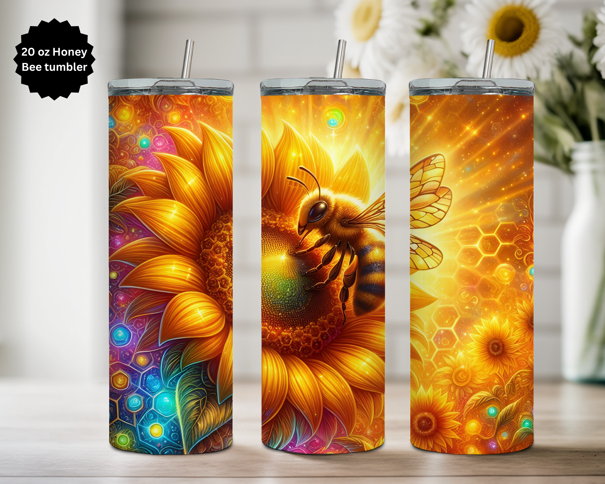 20 oz Honeybee tumbler. Multiple Images Available.