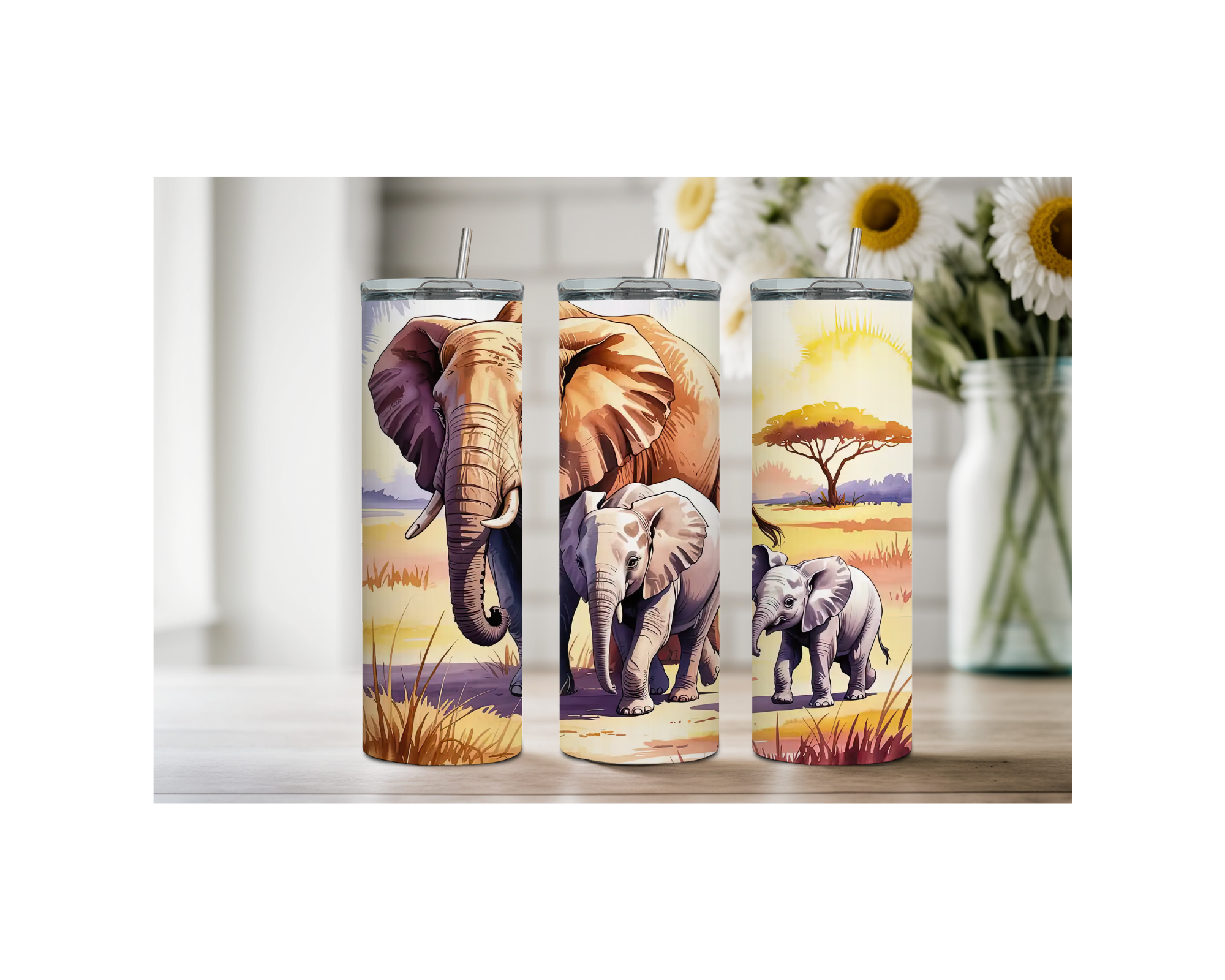 20 ounce Wise & Wonderful Elephant Stainless Tumbler. Multiple Sizes and Images Available.