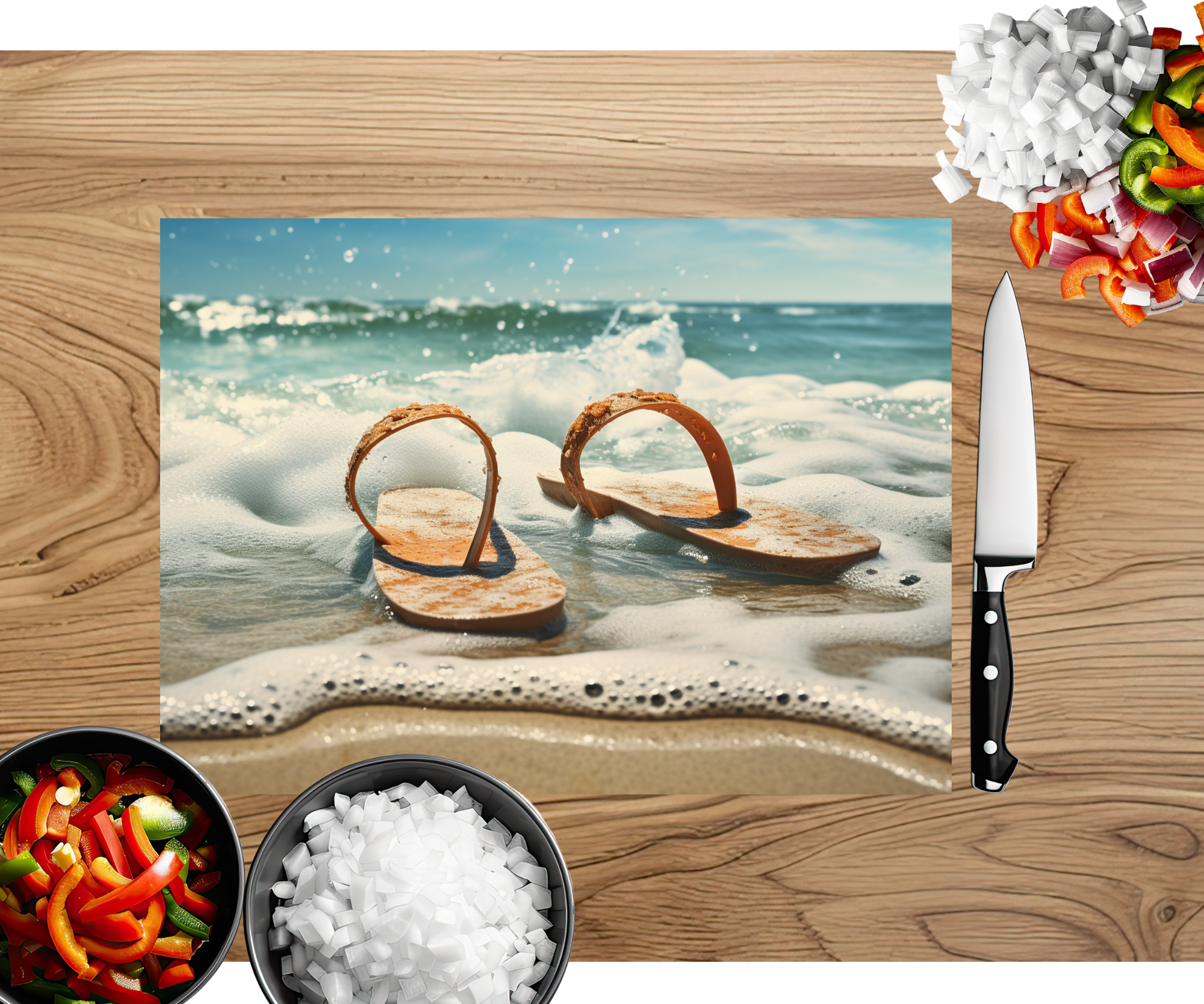 Beach Vibes Glass cutting boards. Multiple images Available.