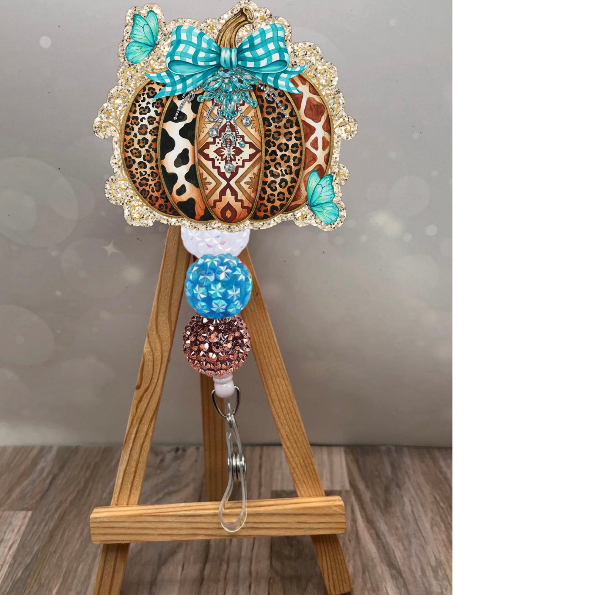 Boho Patchwork Pumpkin Badge Pull