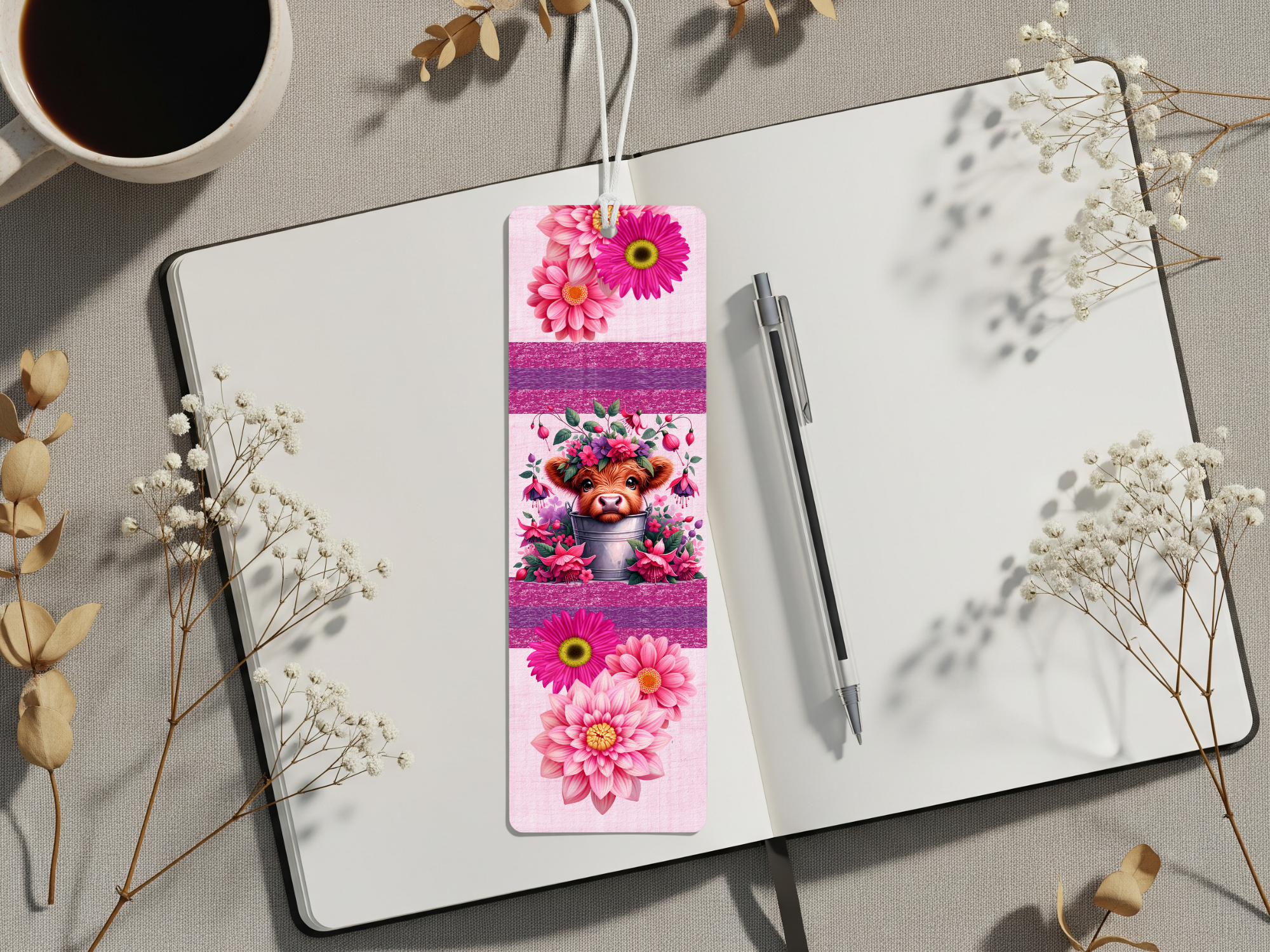 Aluminum Metal Bookmarks, Highland Cow Images For readers who prefer their page‑holders with bangs and horns