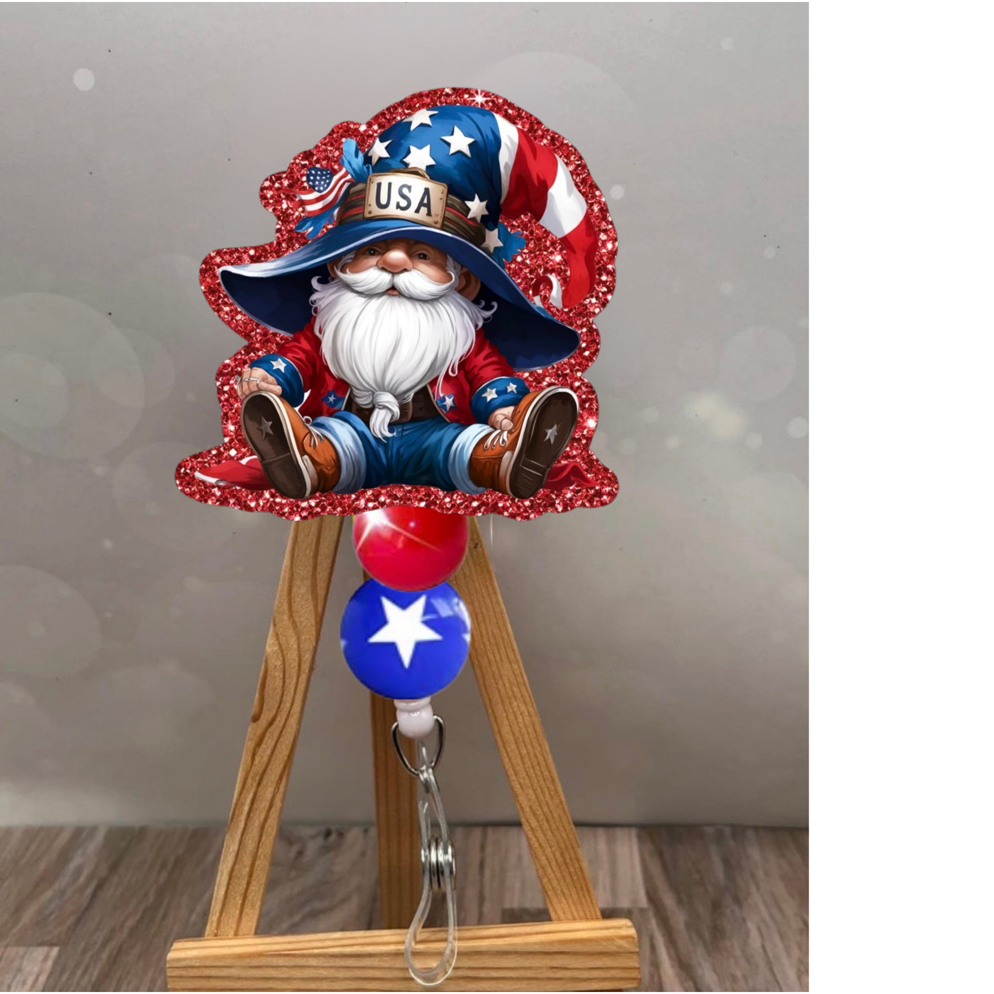 Patriotic Gnome Badge Pull