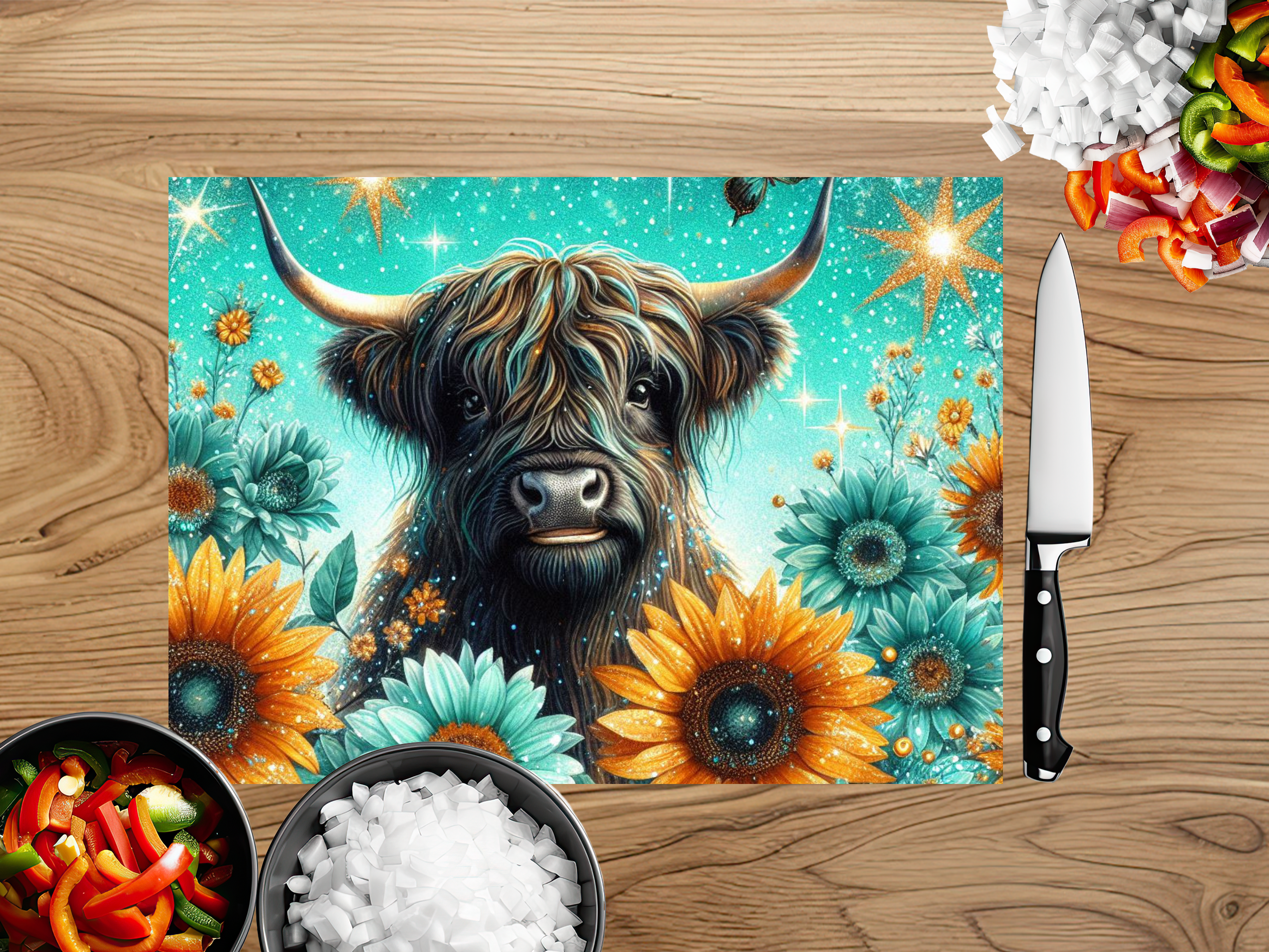 Highland Cow Farmhouse Cutting Board