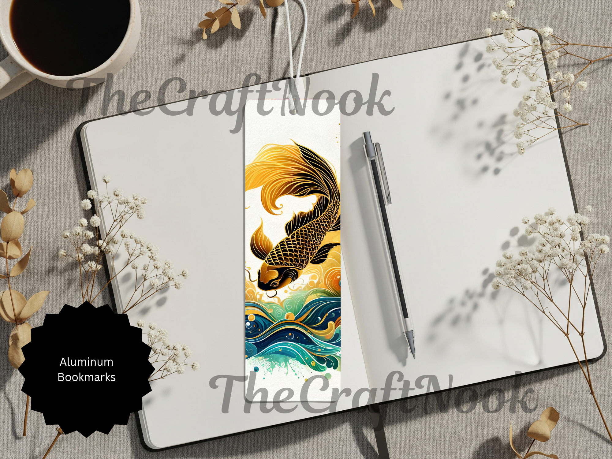 Koi Fish Bookmarks – Handcrafted Metal Bookmarks with Beads & Glitter