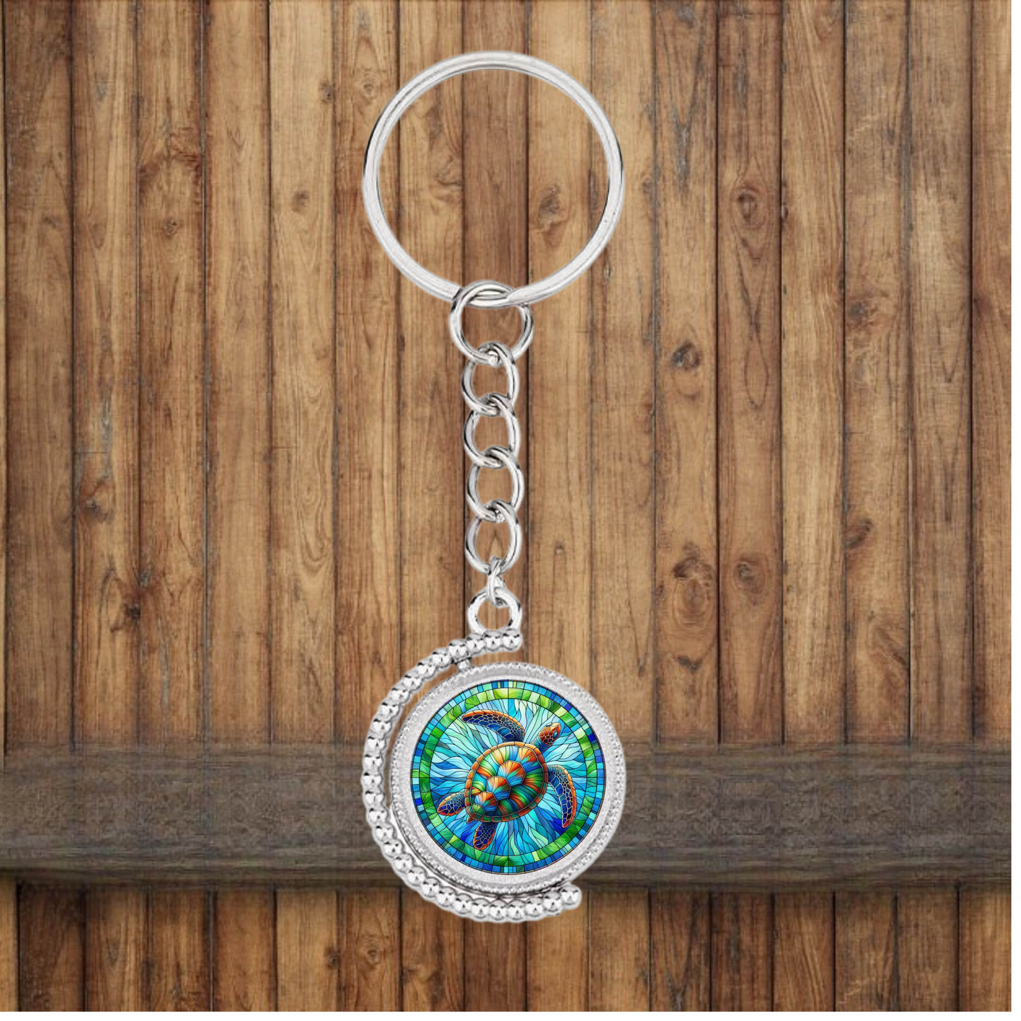 Sea Turtle Bezel Keychain — Choose Your Design
