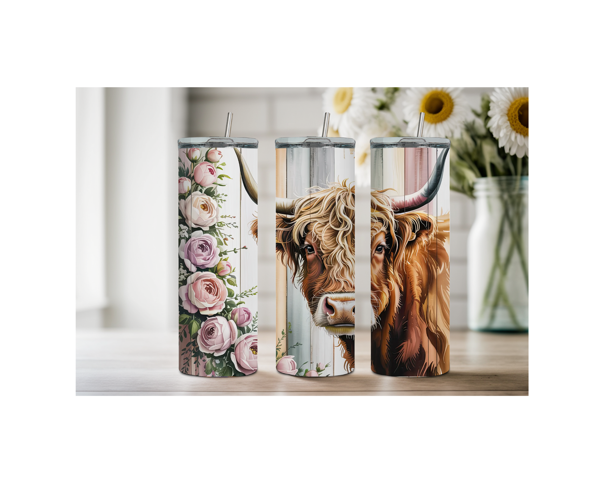 20 oz Highland Cutie Country Stainless Steel Tumbler. Multiple Images Available.