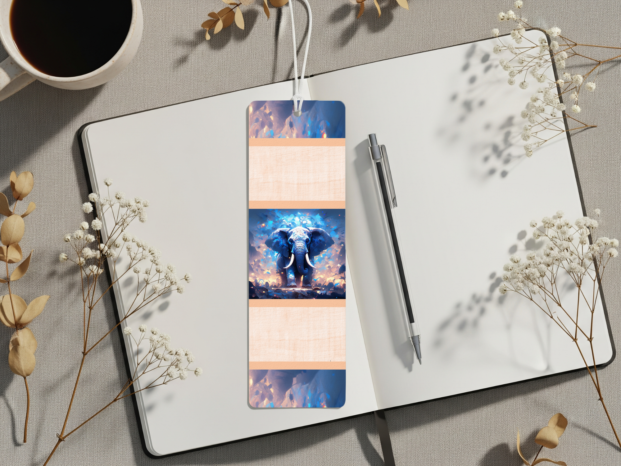 Aluminum Metal Bookmarks, Elephant Images
