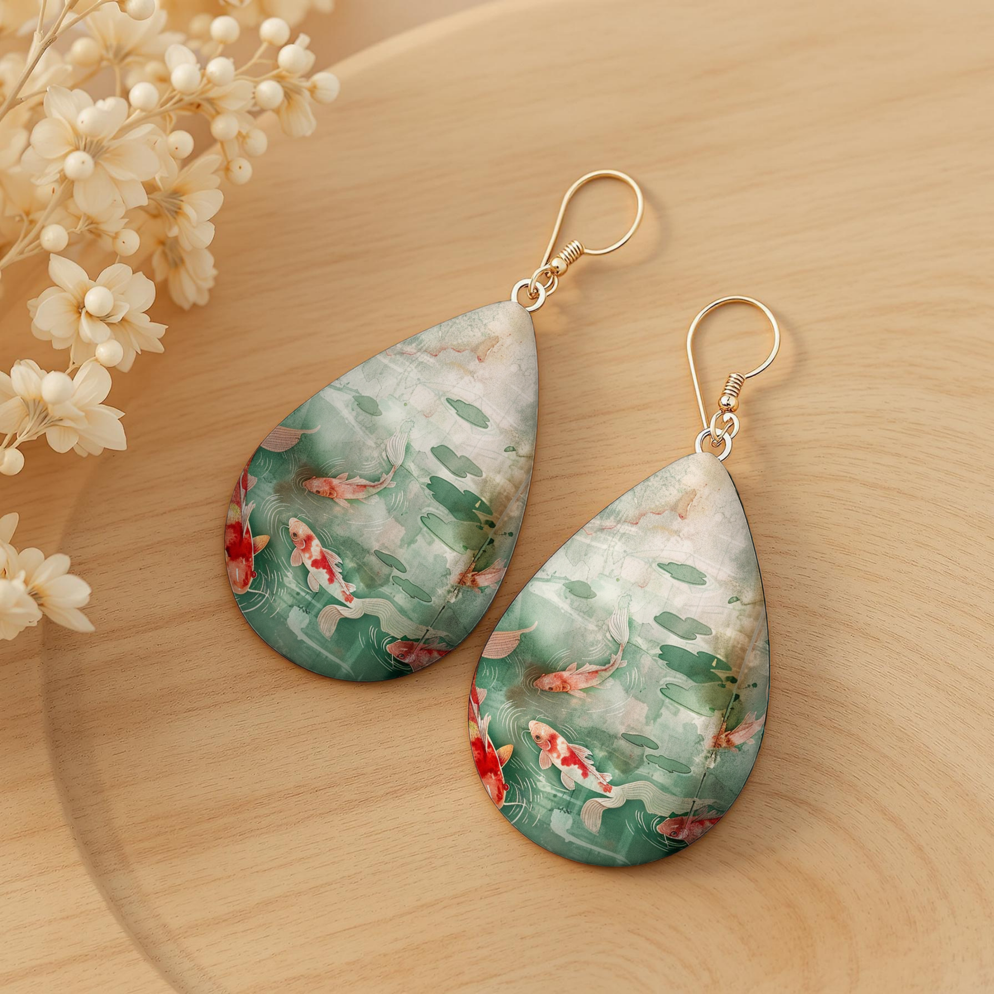 Koi Fish Teardrop Earrings