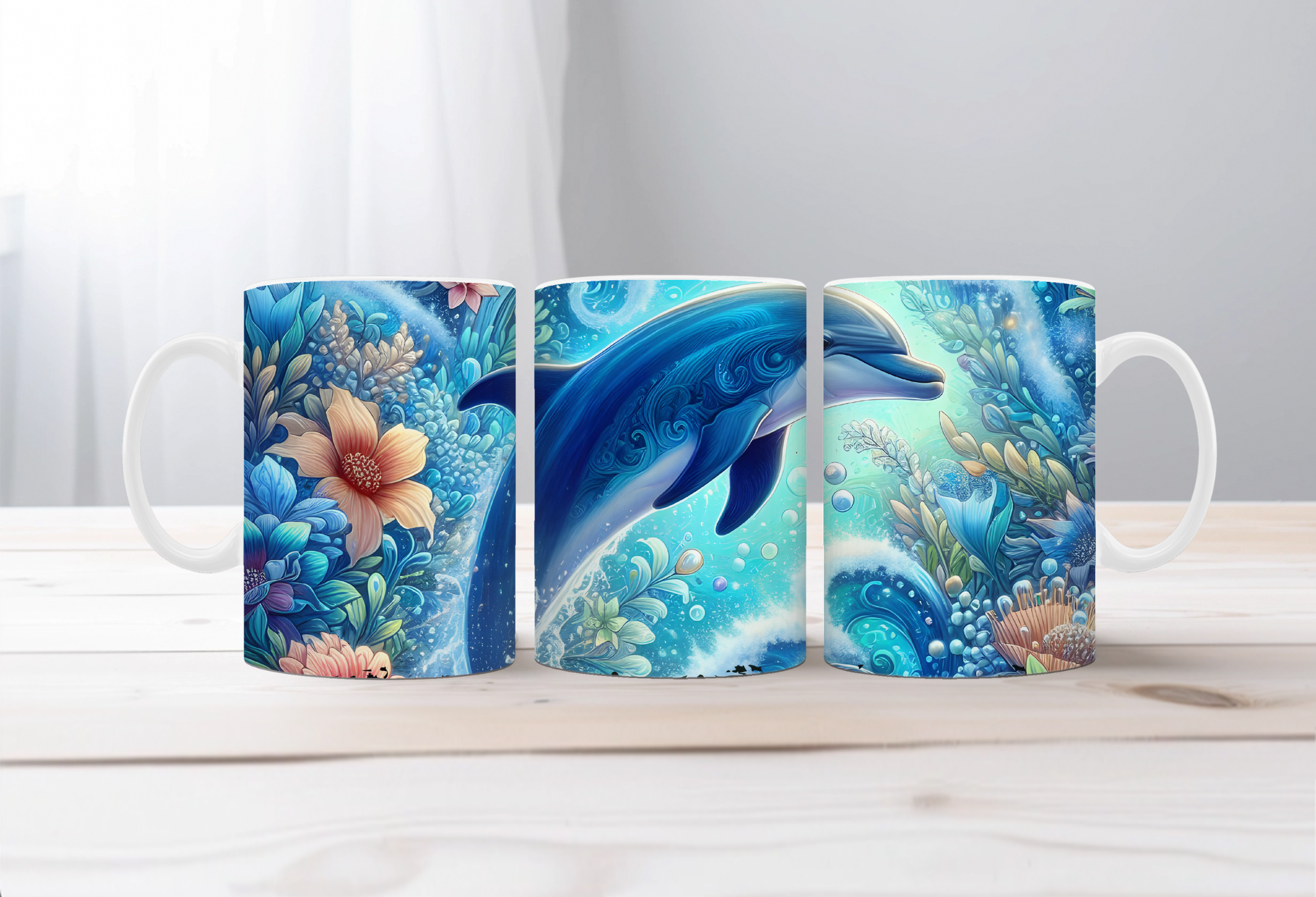 Flippin’ Cute Morning Mug, Dolphin coffee Mugs. Two sizes to choose from.