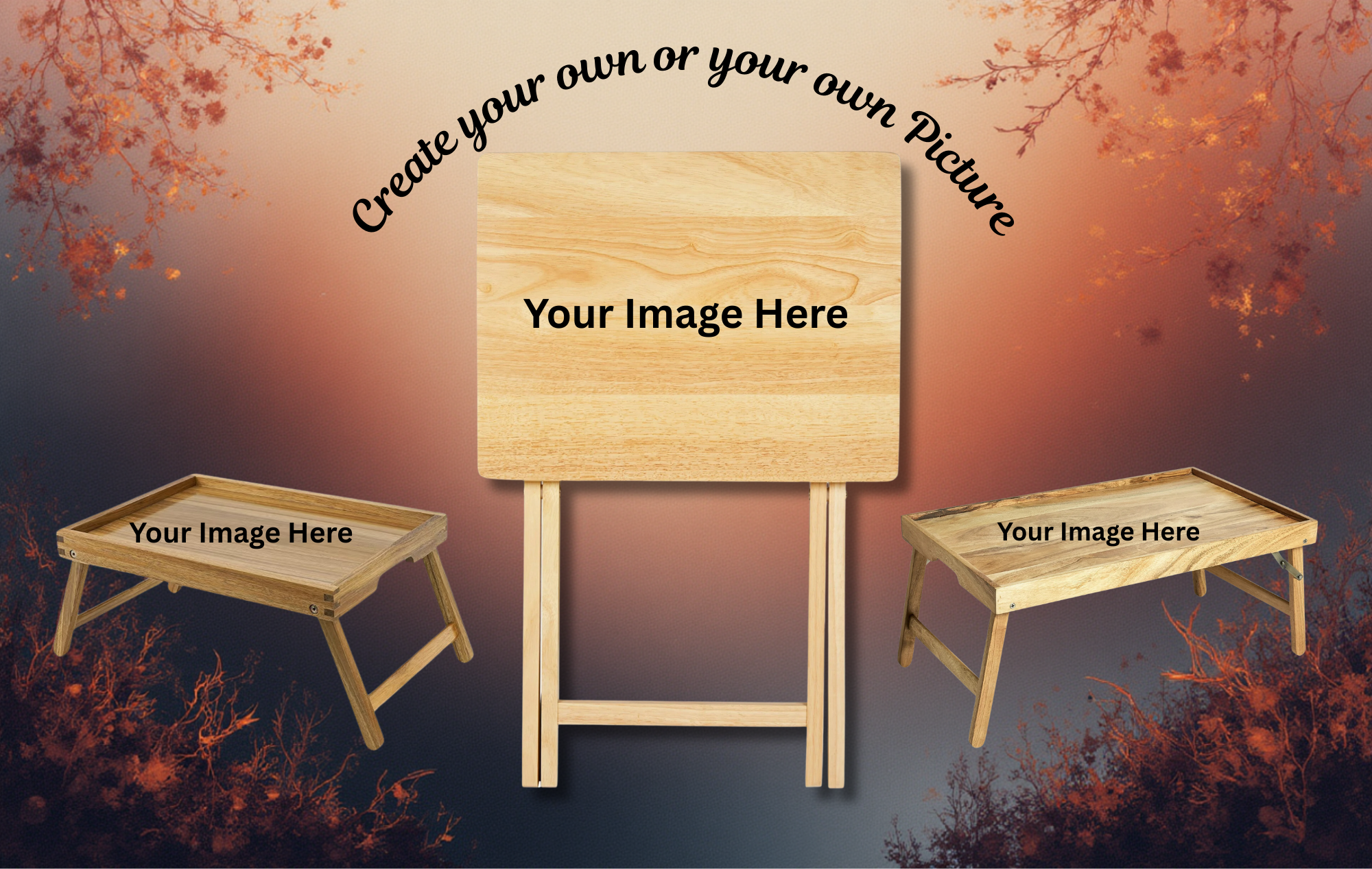 Chicken Foldable Wooden TV Tray or Bed tray/lap Desk, 2 Sizes and Multiple Images Available.