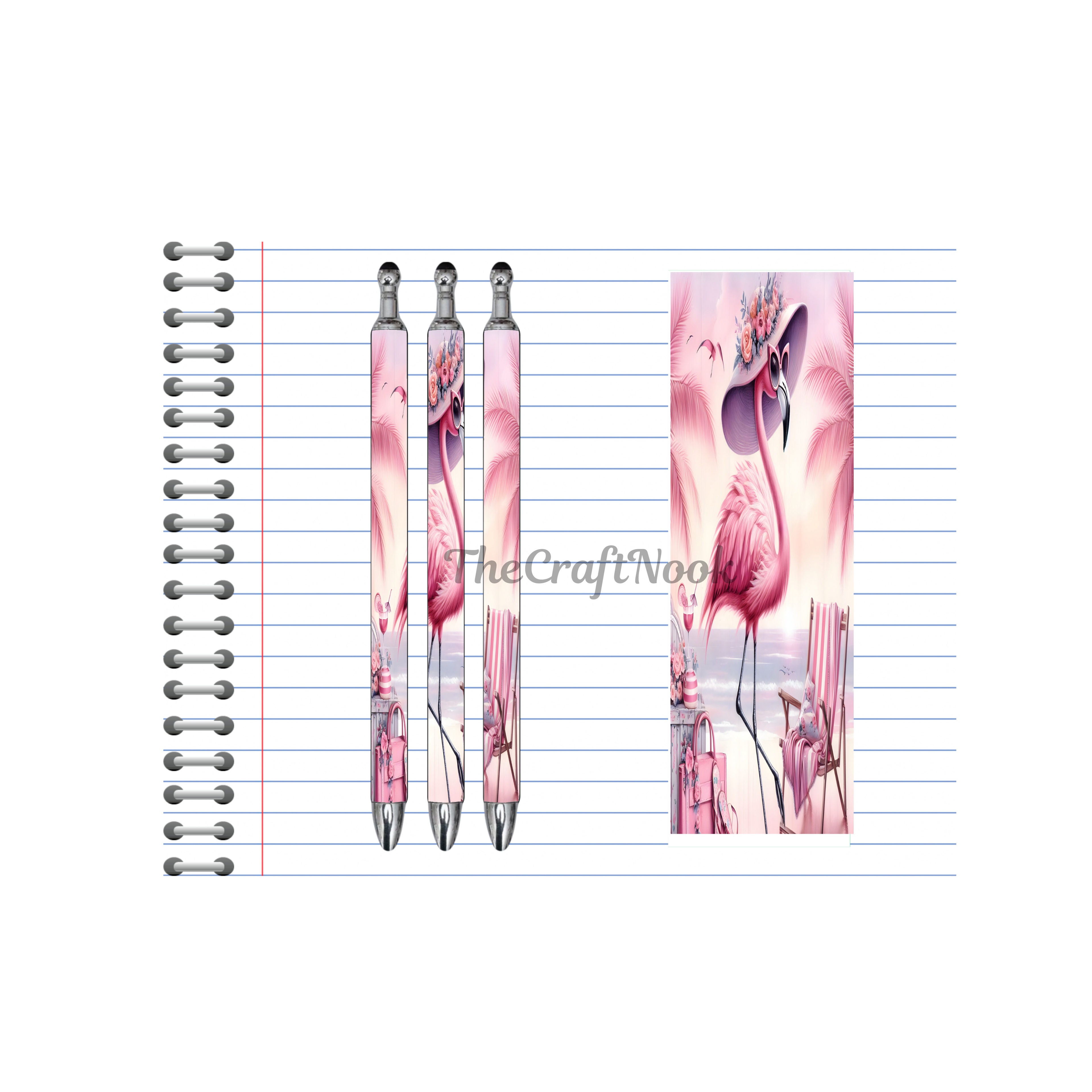 “Whimsical Island Refillable Pens, Flamingo Images multiple options and Images available.