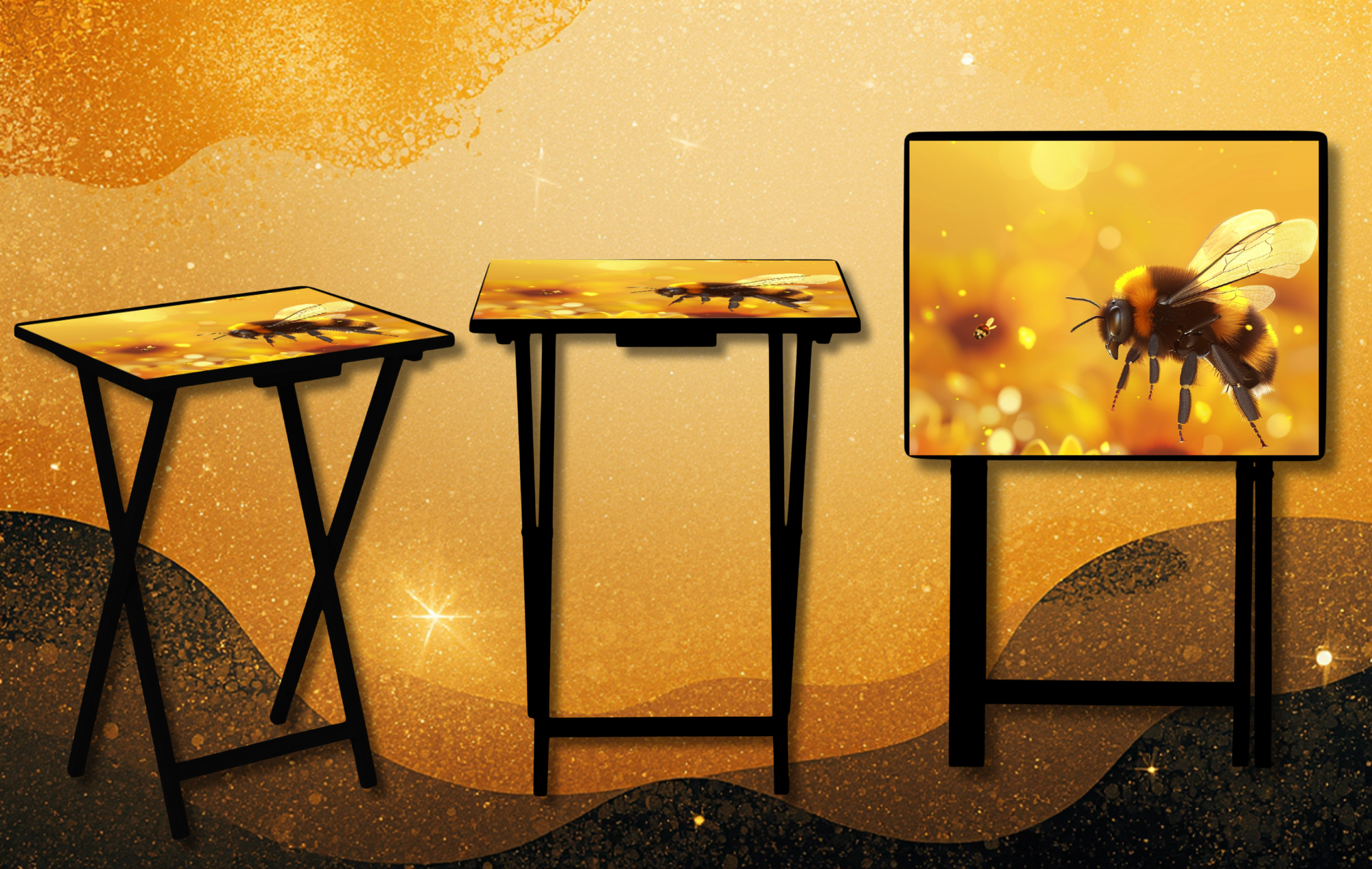 Honeybee Foldable Wooden TV Tray or Bed tray/lap Desk. Bee‑autiful décor for any room! 🐝🌼 2 Sizes and Multiple Images Available.