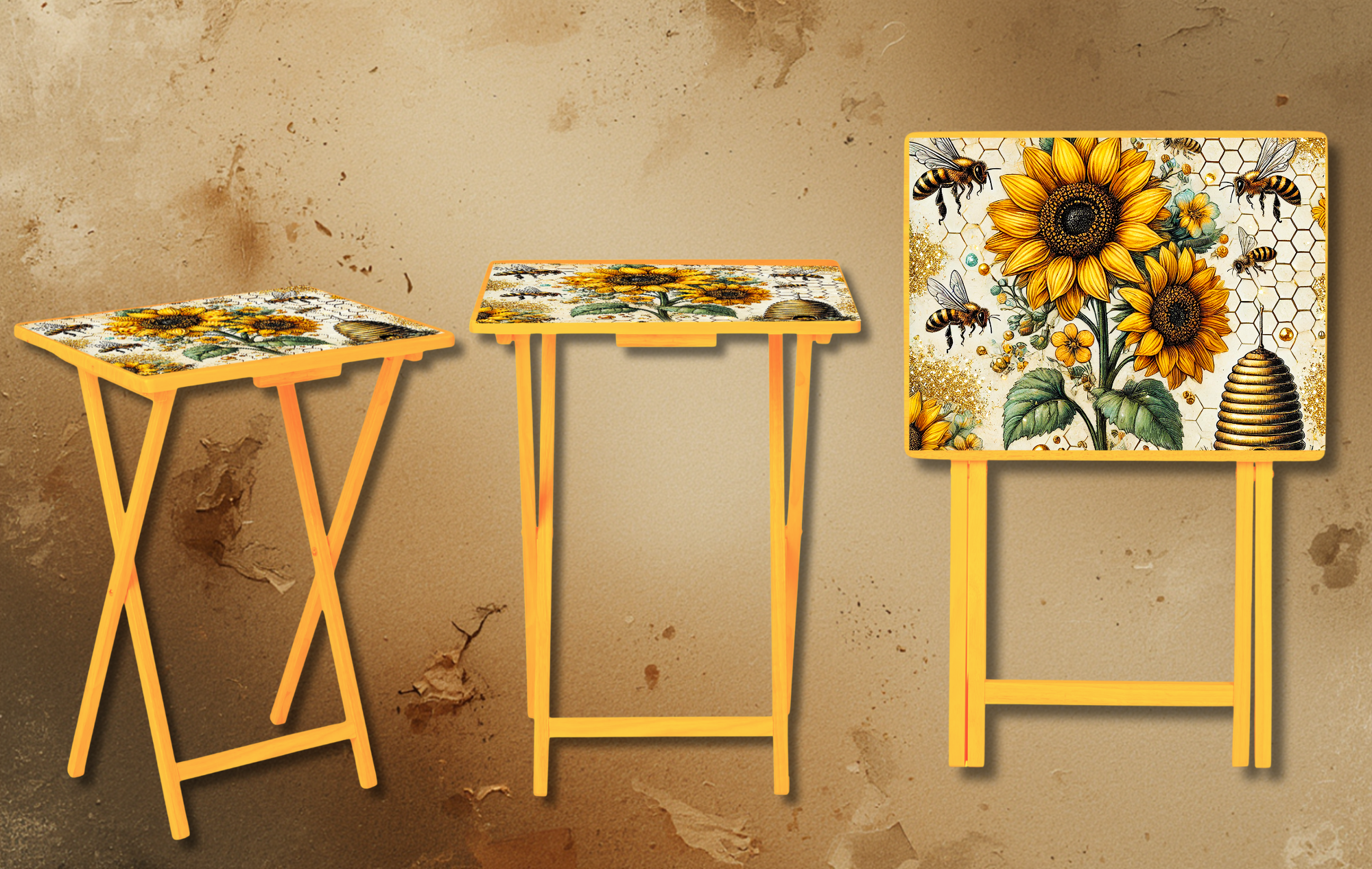 Honeybee Foldable Wooden TV Tray or Bed tray/lap Desk. Bee‑autiful décor for any room! 🐝🌼 2 Sizes and Multiple Images Available.