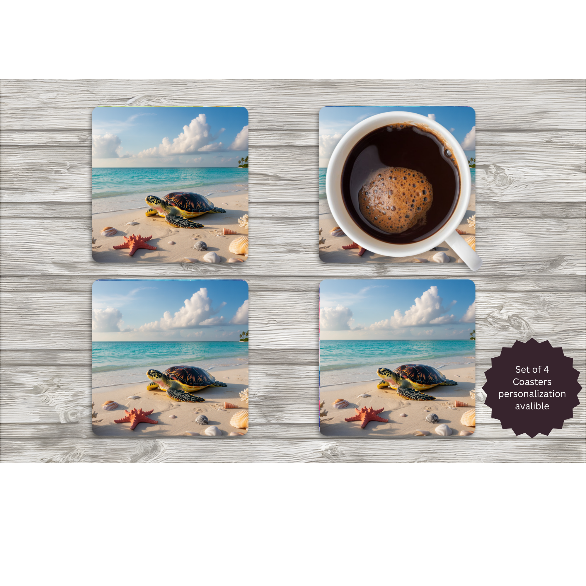 Sea Turtle Coasters — Choose Your Design