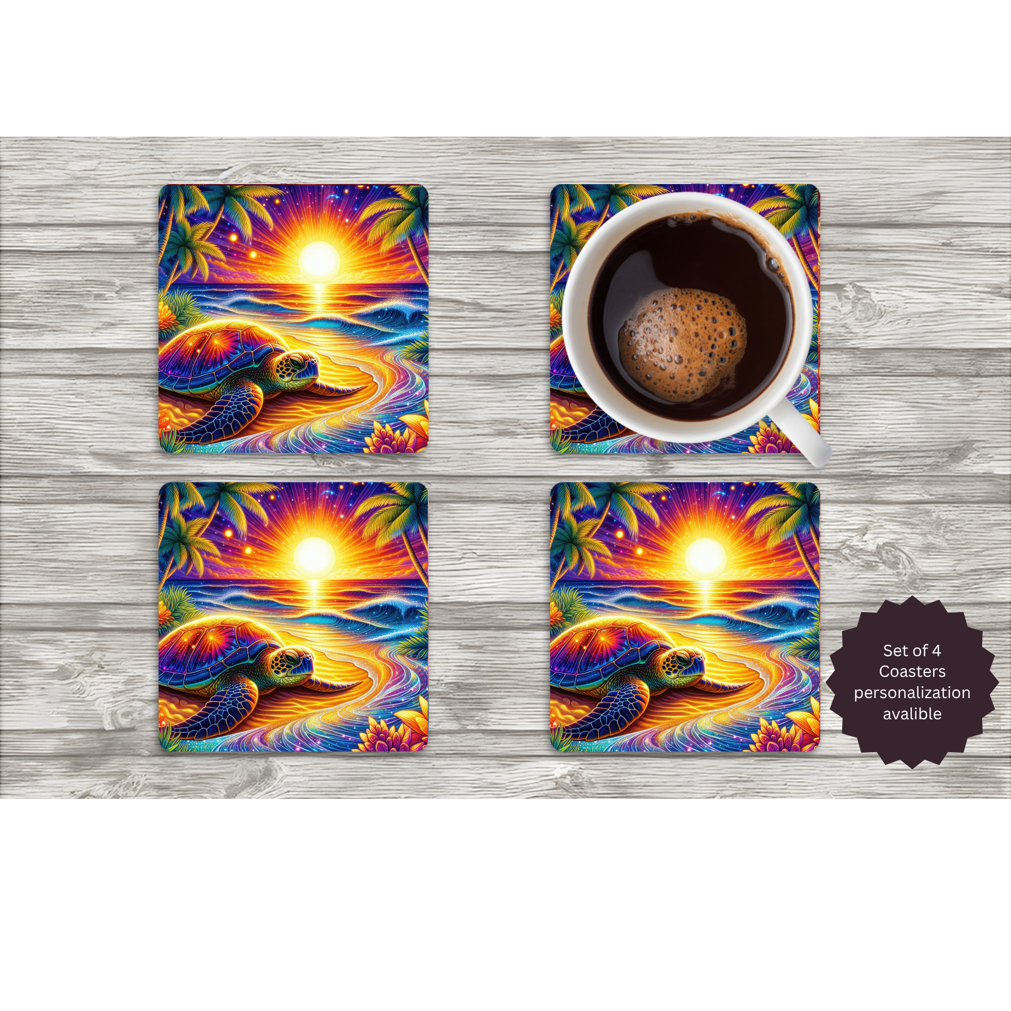 Sea Turtle Coasters — Choose Your Design