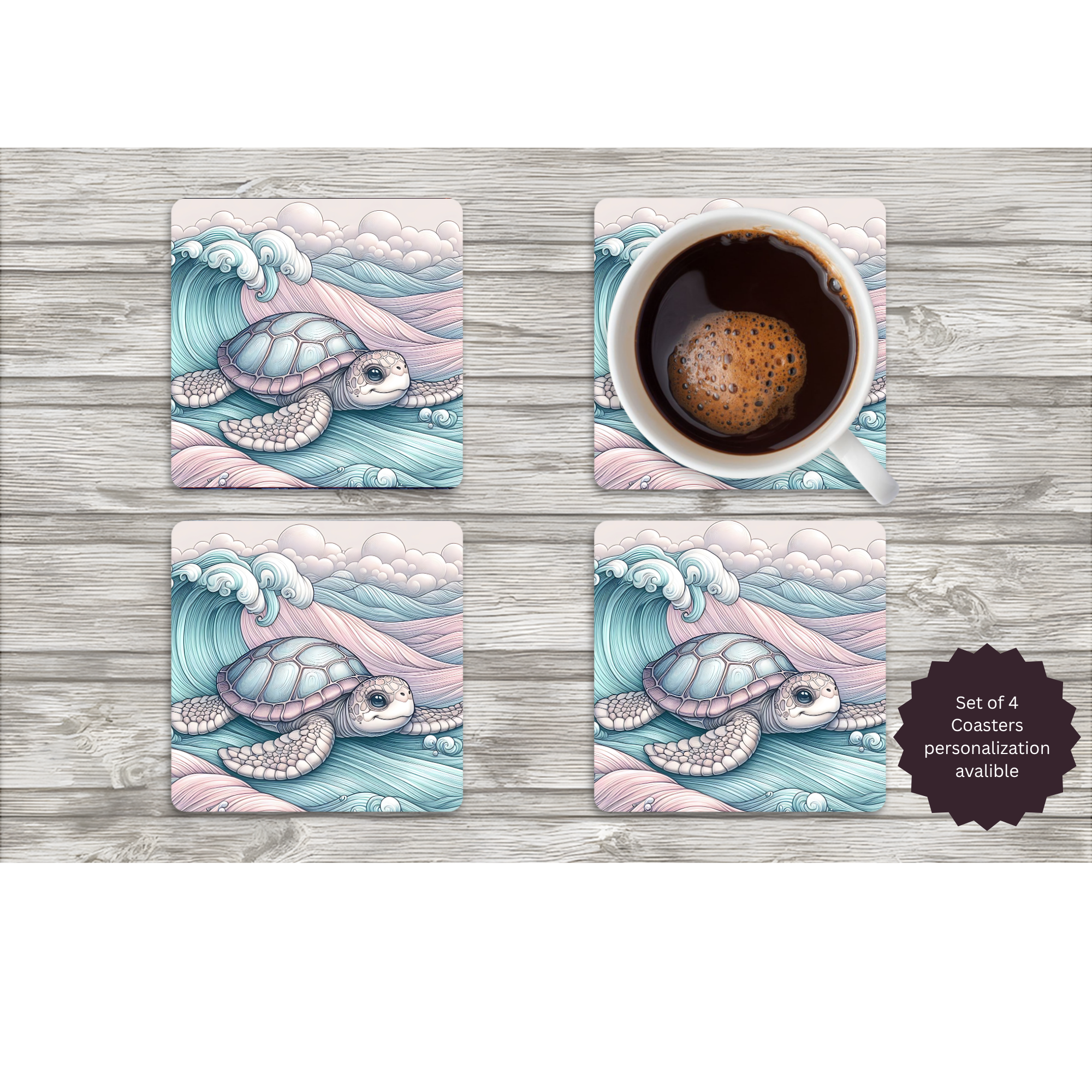 Sea Turtle Coasters — Choose Your Design